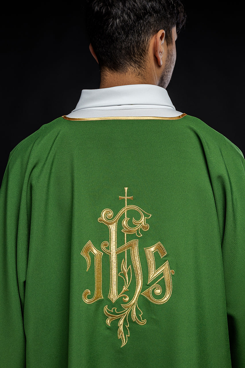 Green IHS embroidered dalmatics