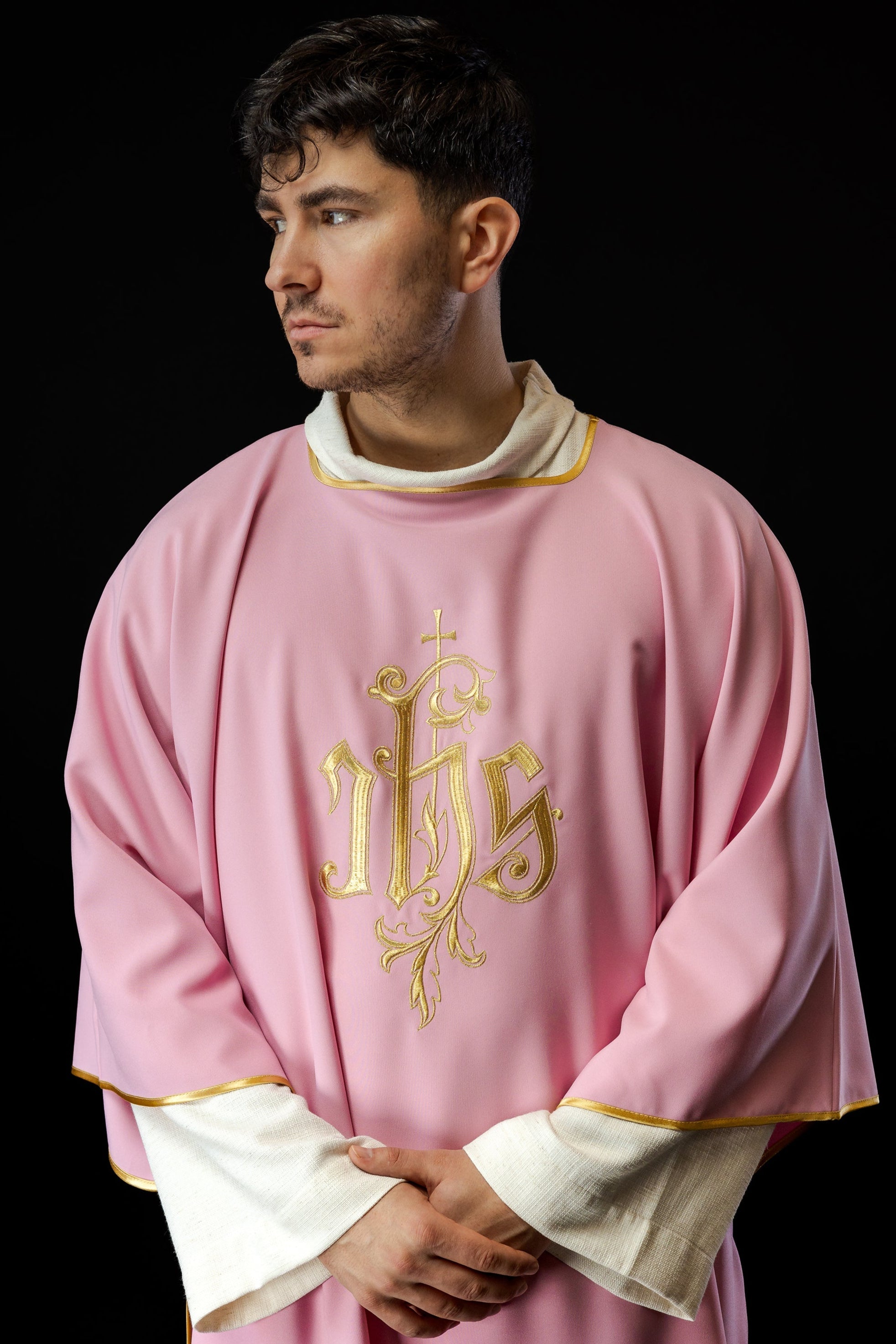 Pink IHS Embroidered Dalmatics