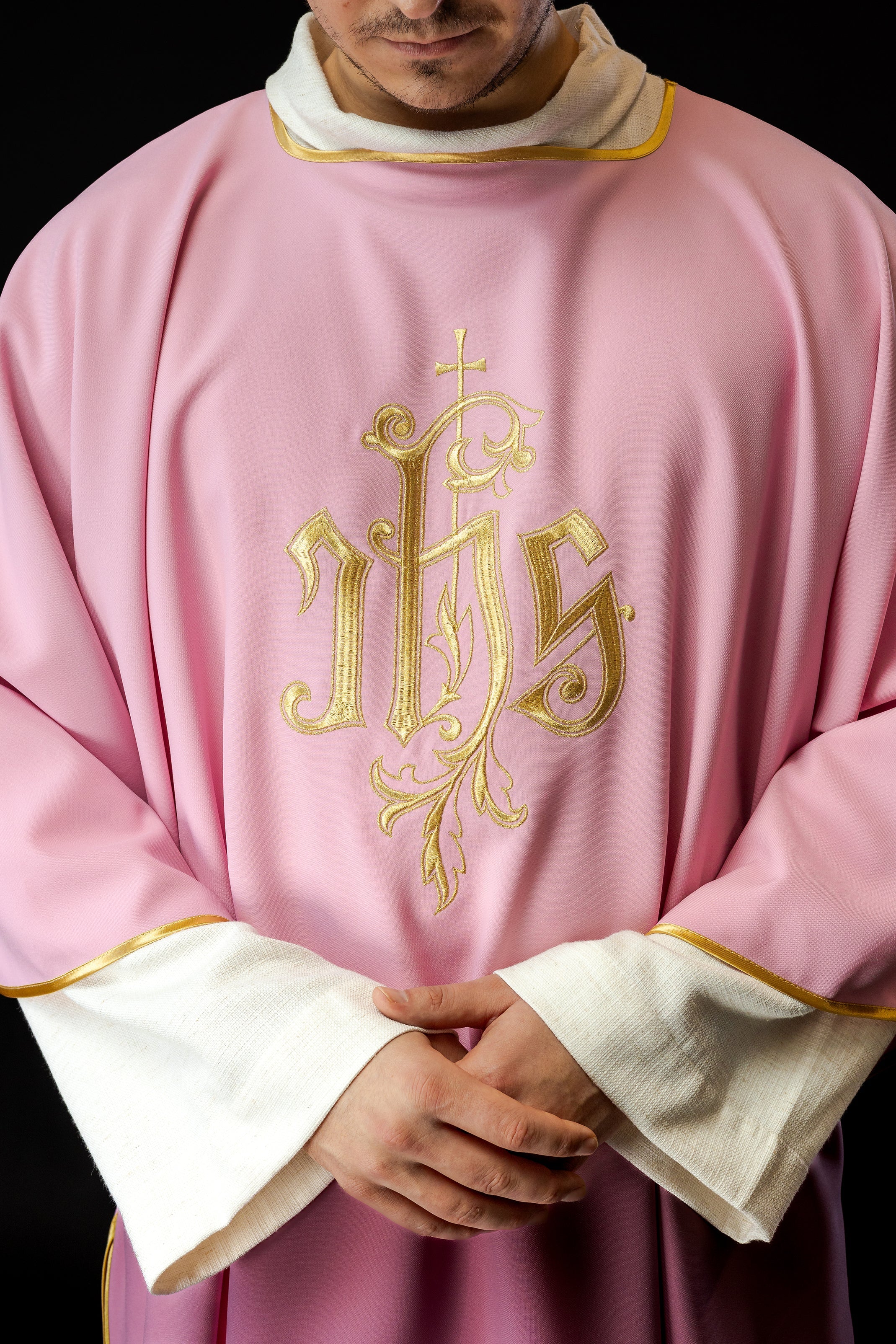 Pink IHS Embroidered Dalmatics