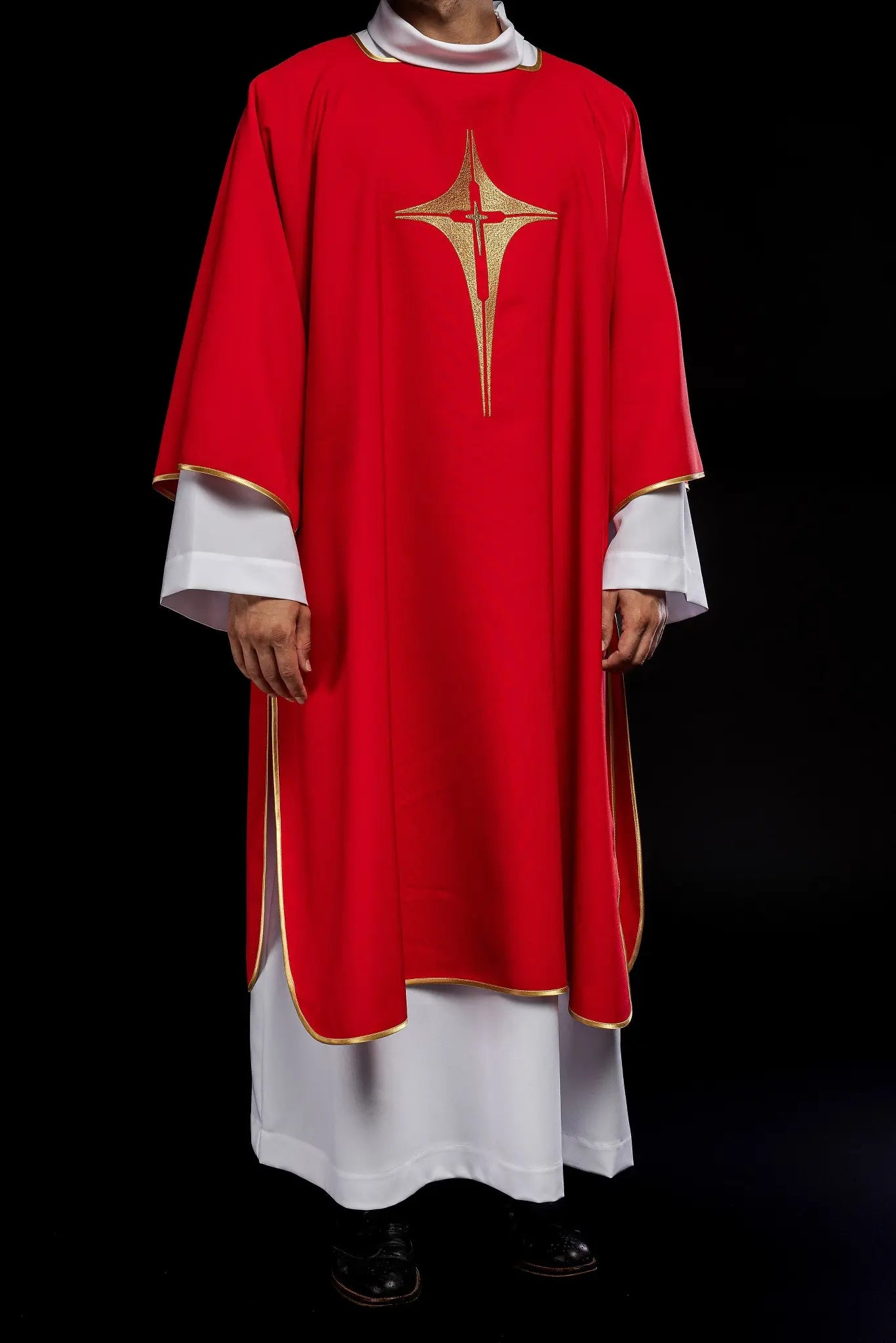 Red Dalmatia with embroidered gold cross