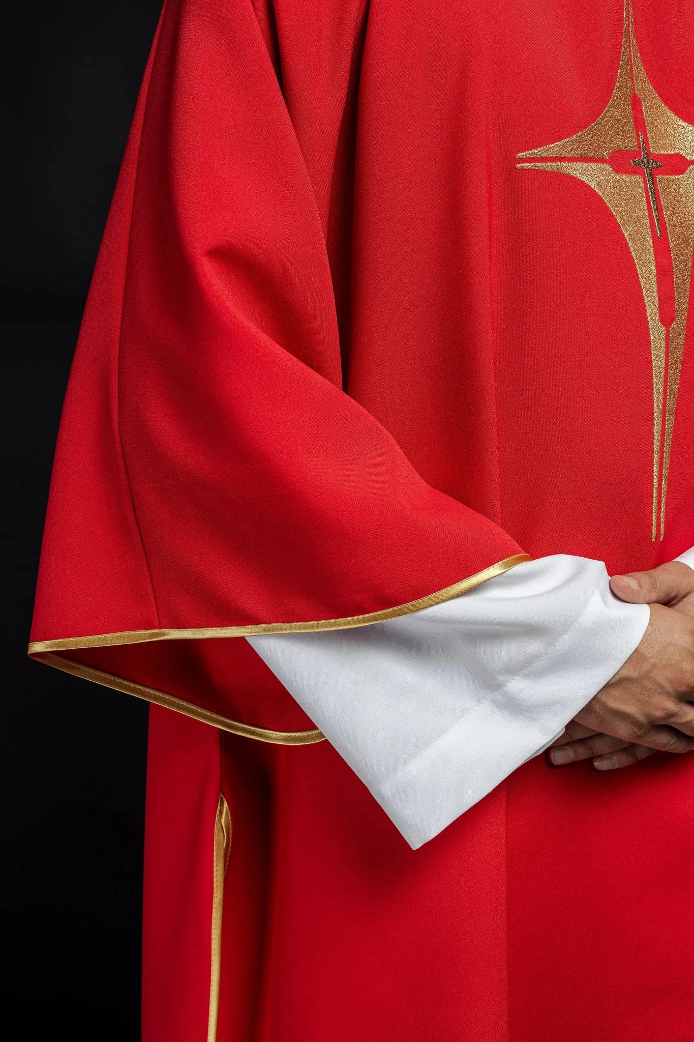 Red Dalmatia with embroidered gold cross