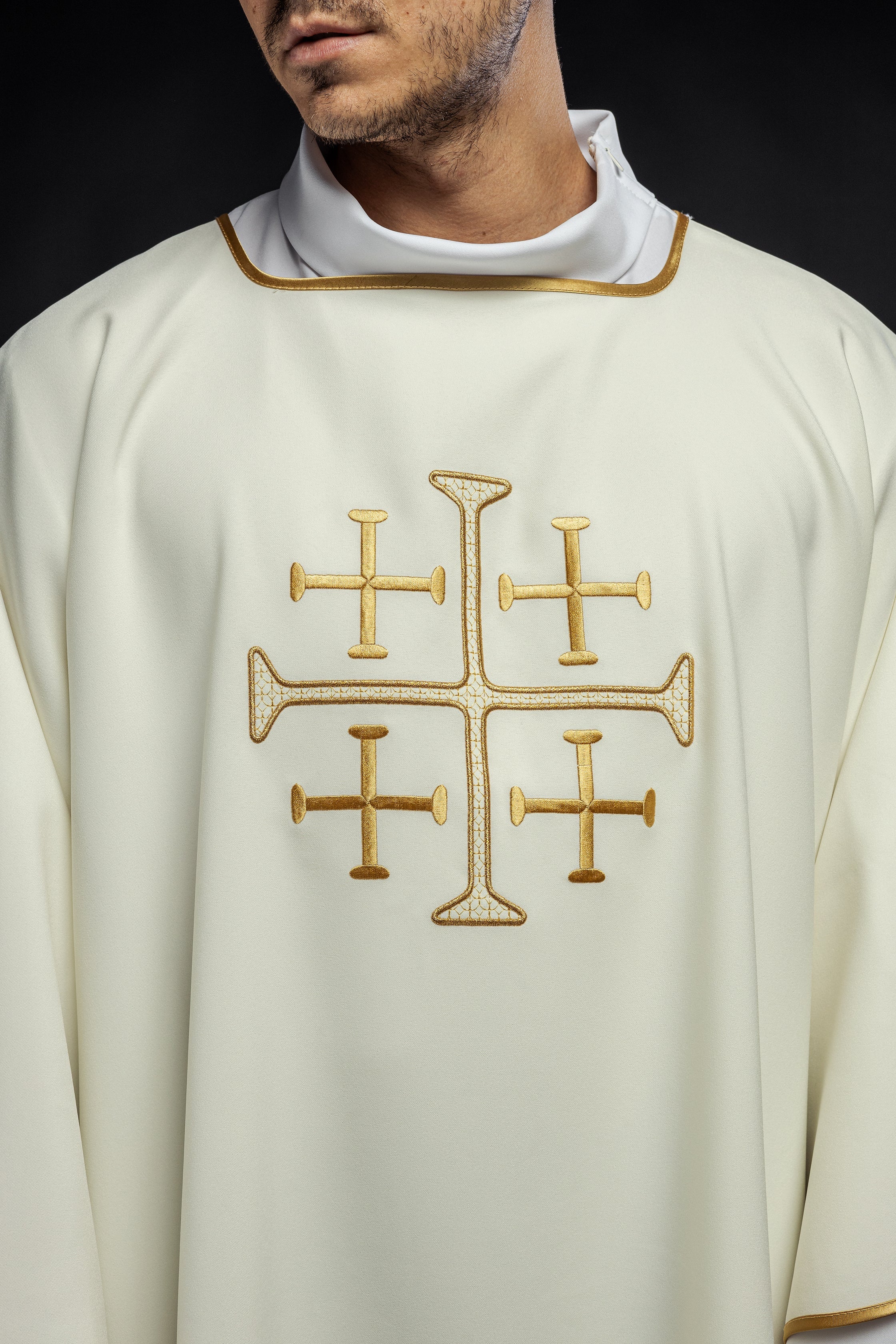 Dalmatia with embroidered gold ecru crosses