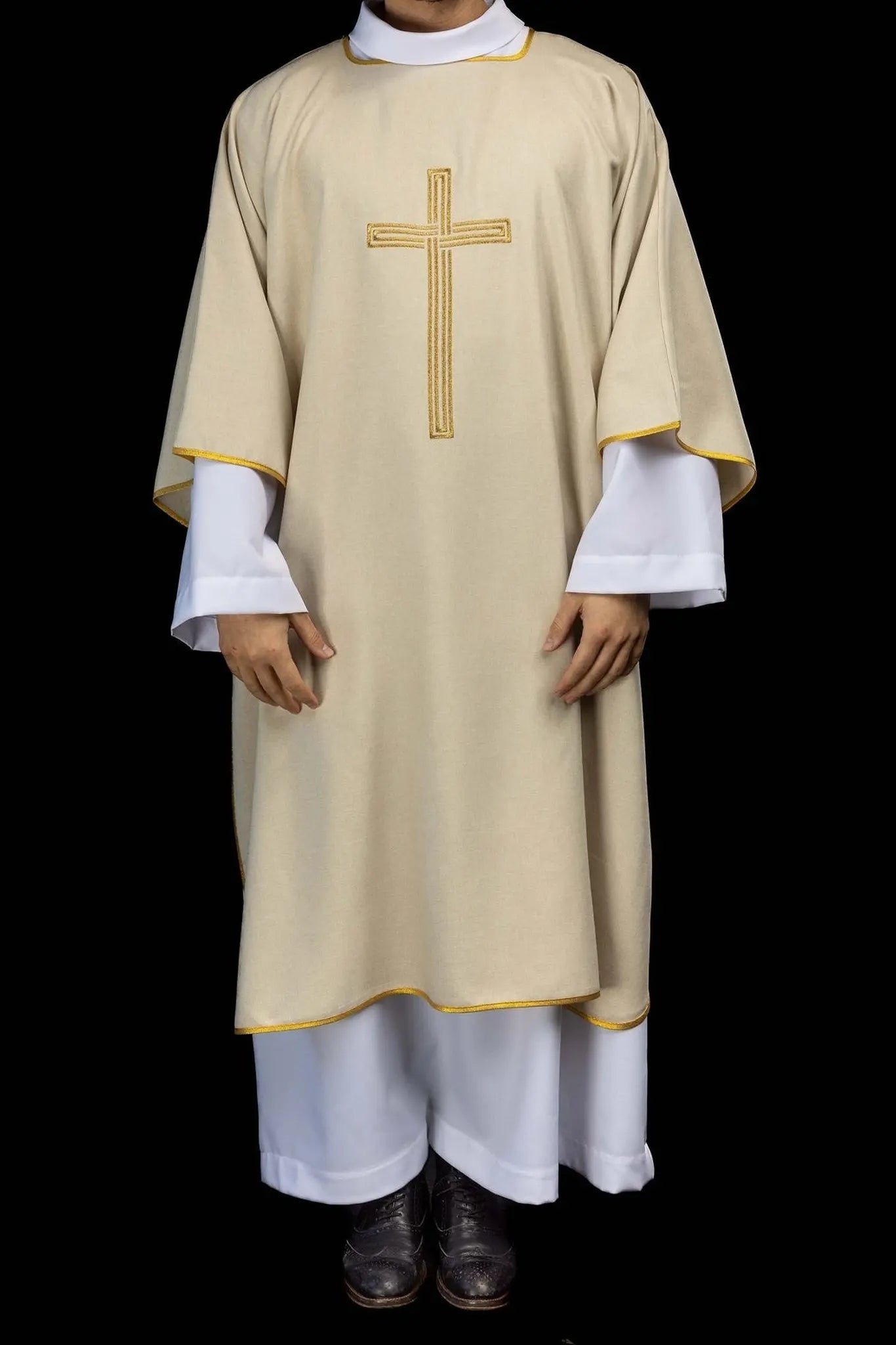 Ecru Dalmatic with Gold Cross Embroidery