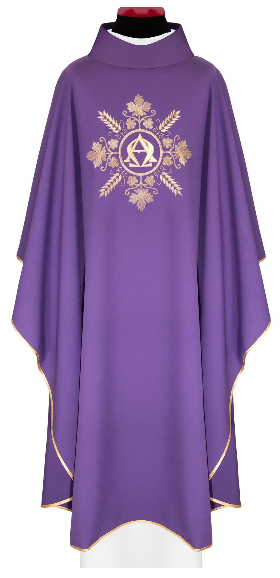 Ornat haftowany fioletowy Alfa i Omega z kłosami - ORNATY.PL