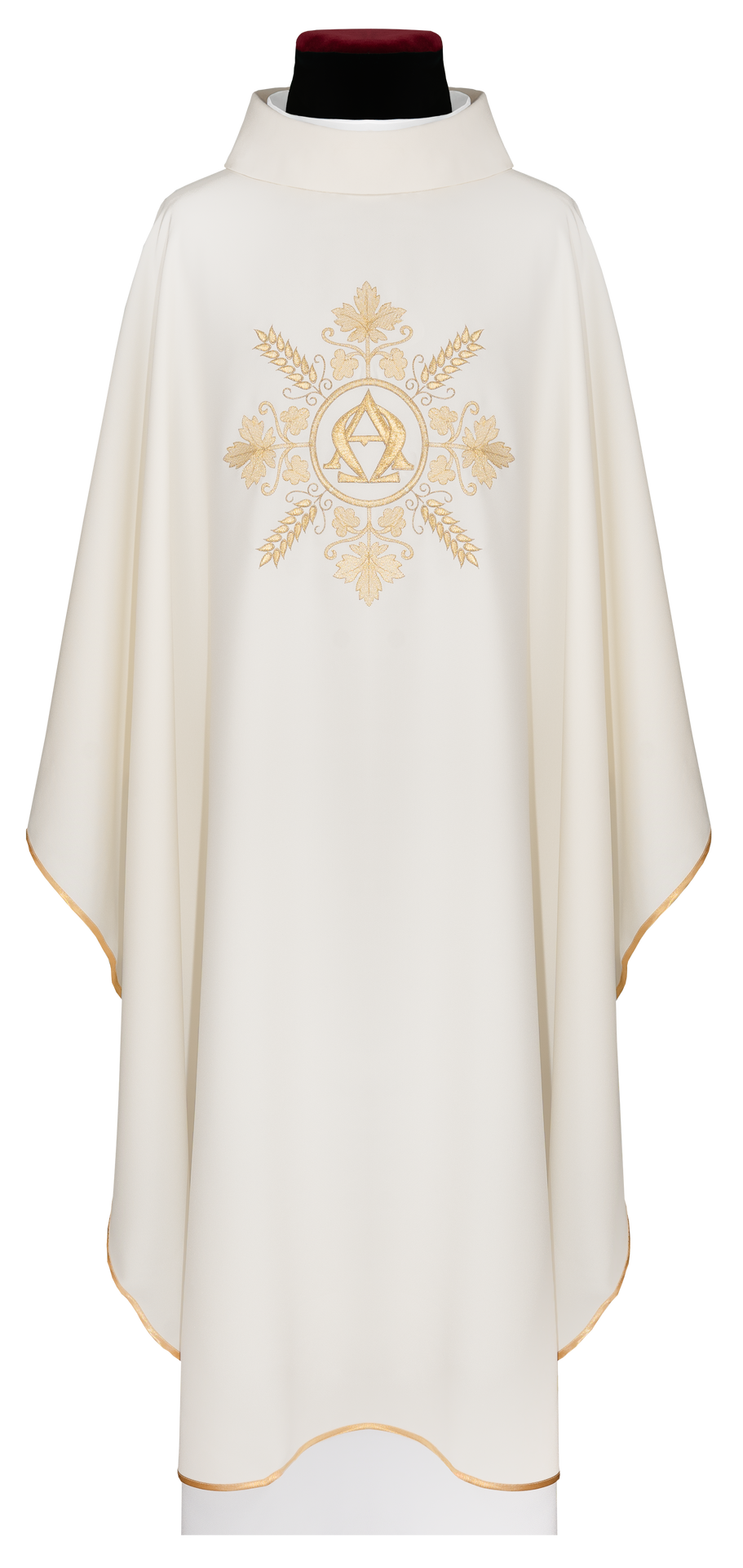 Ornat haftowany ecru Alfa i Omega z kłosami - ORNATY.PL