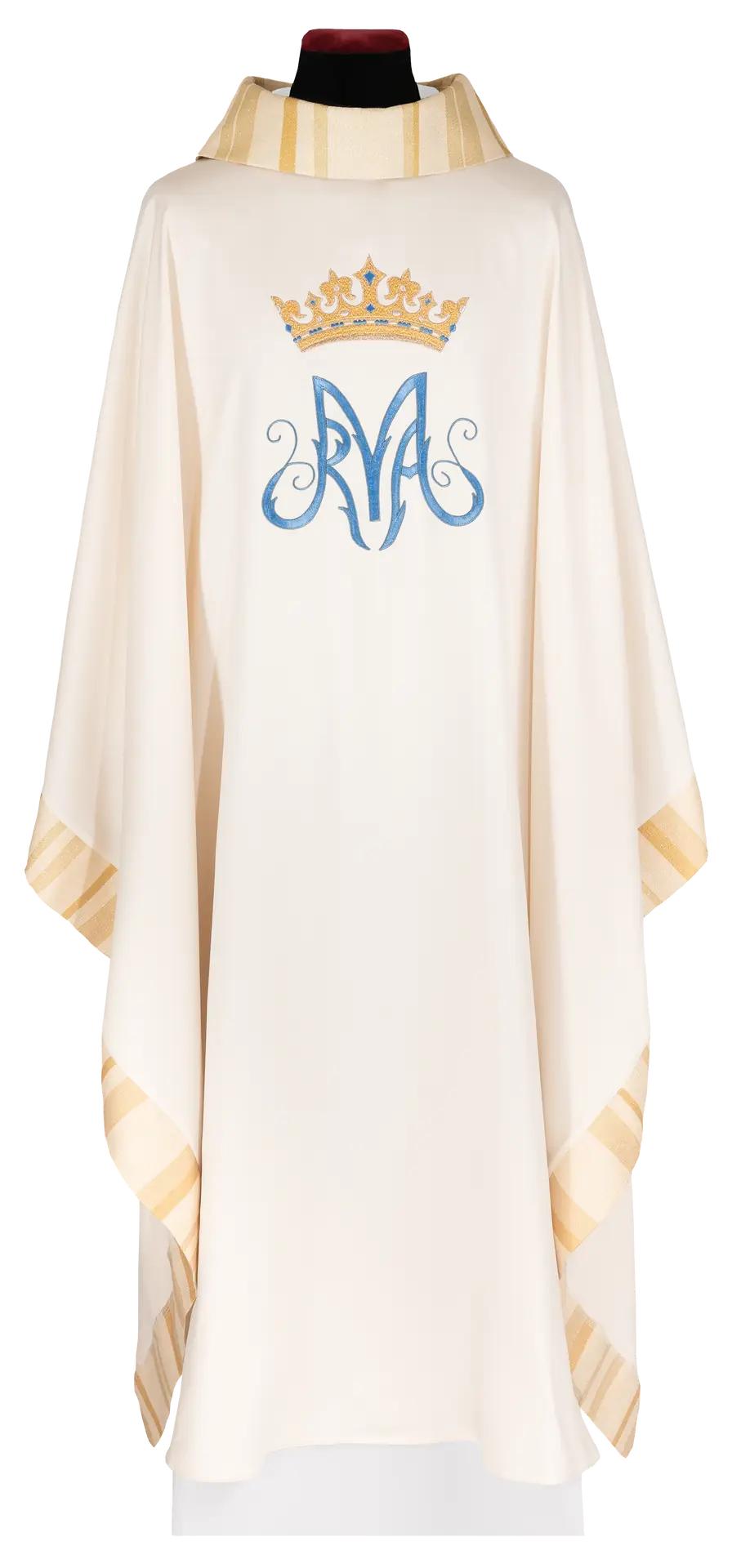 Embroidered ecru chasuble with a Marian motif