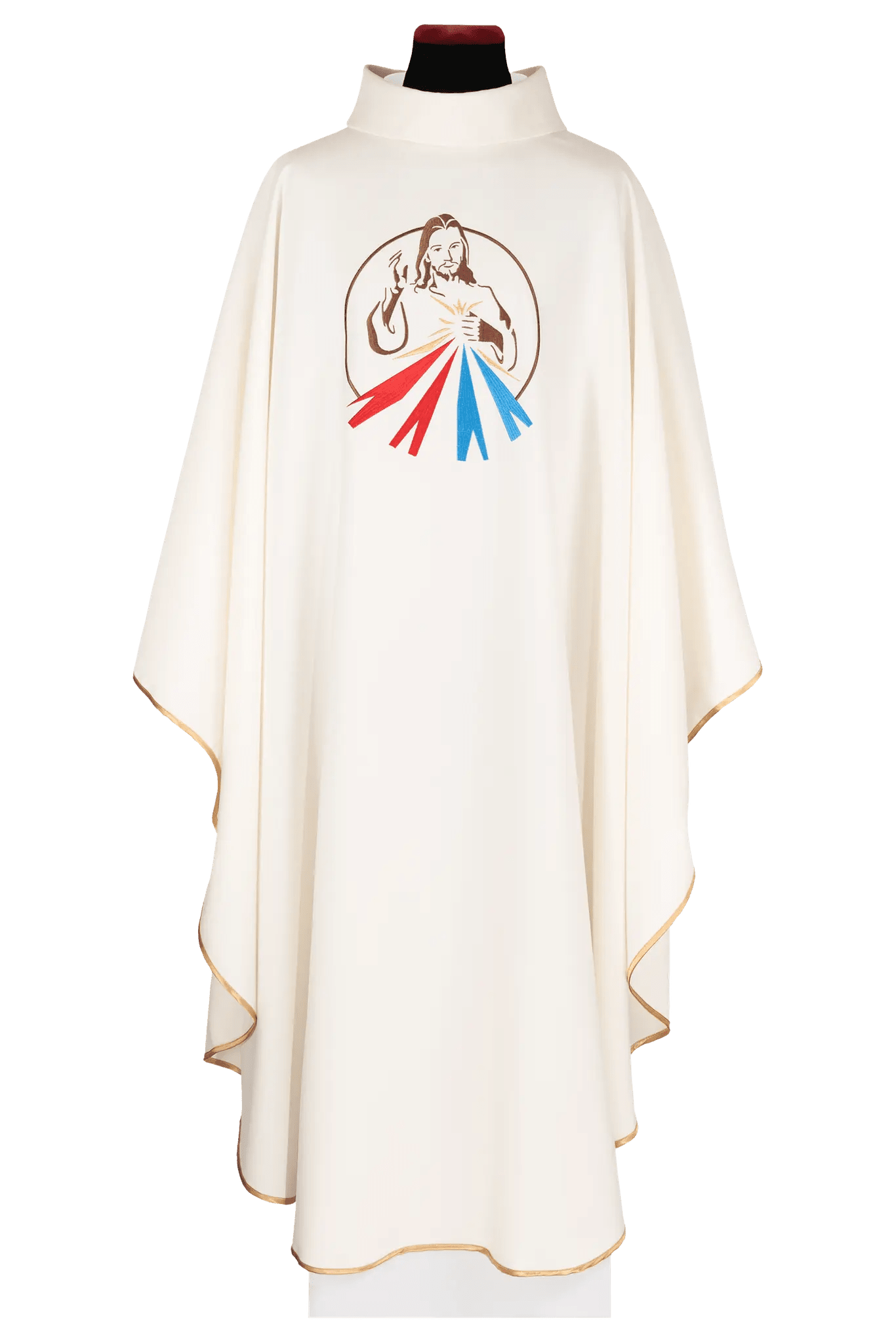 Ecru chasuble with an image of Divine Mercy of Jesus