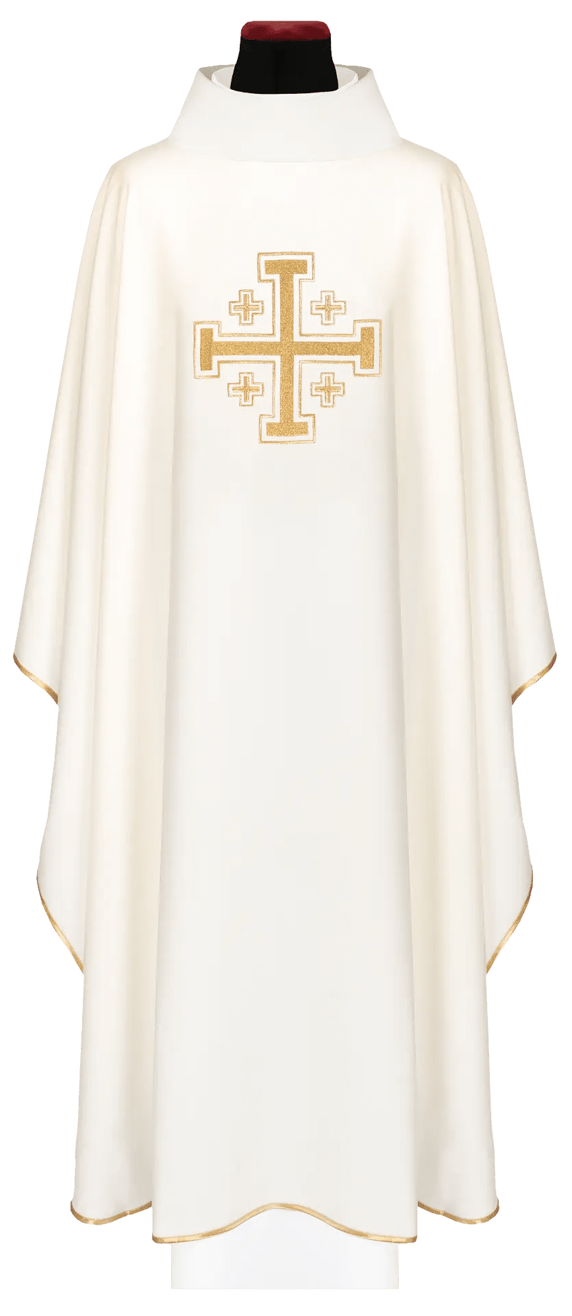 Ecru chasuble embroidered with a cross motif