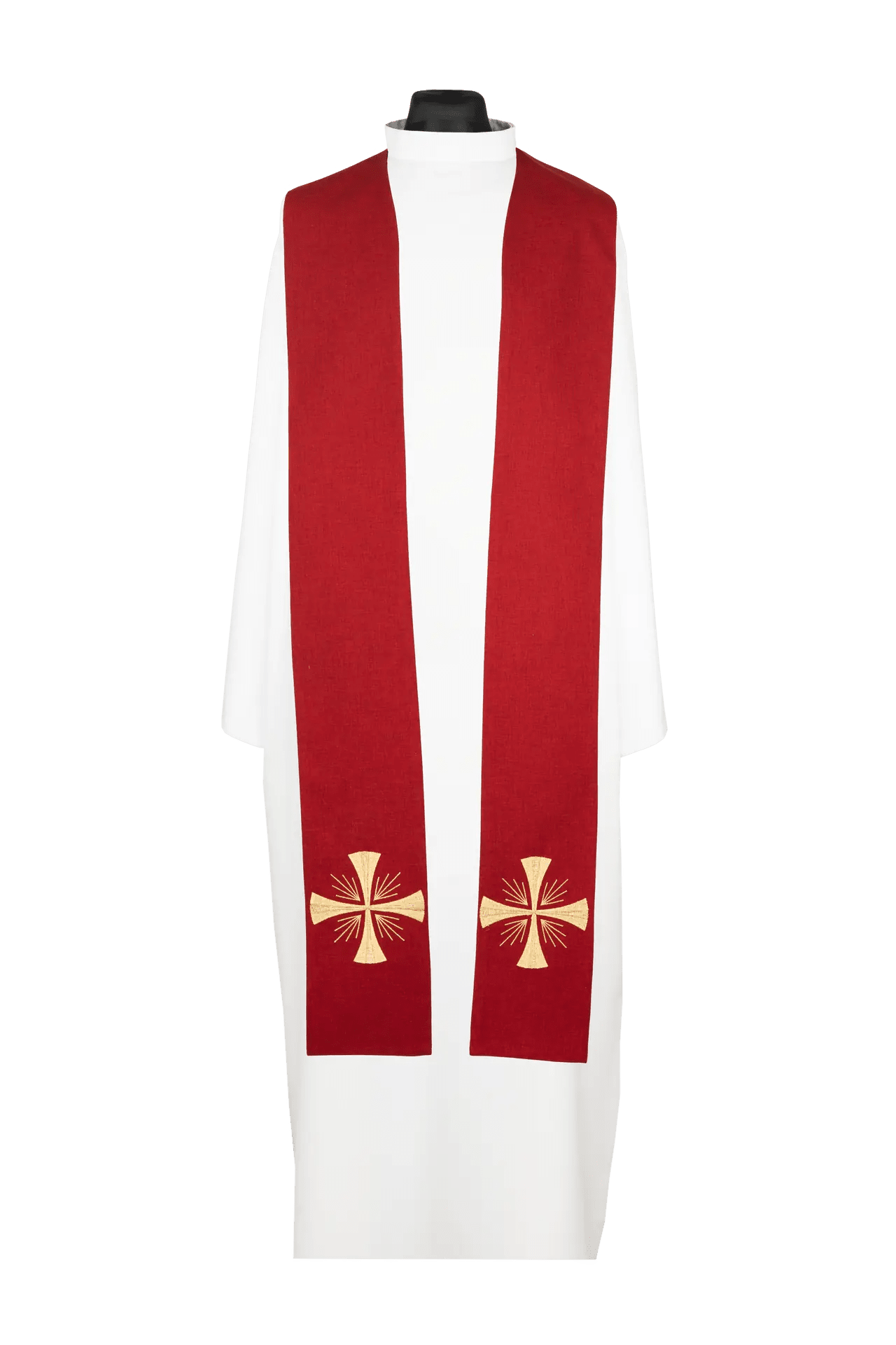 Embroidered priest stole with cross red