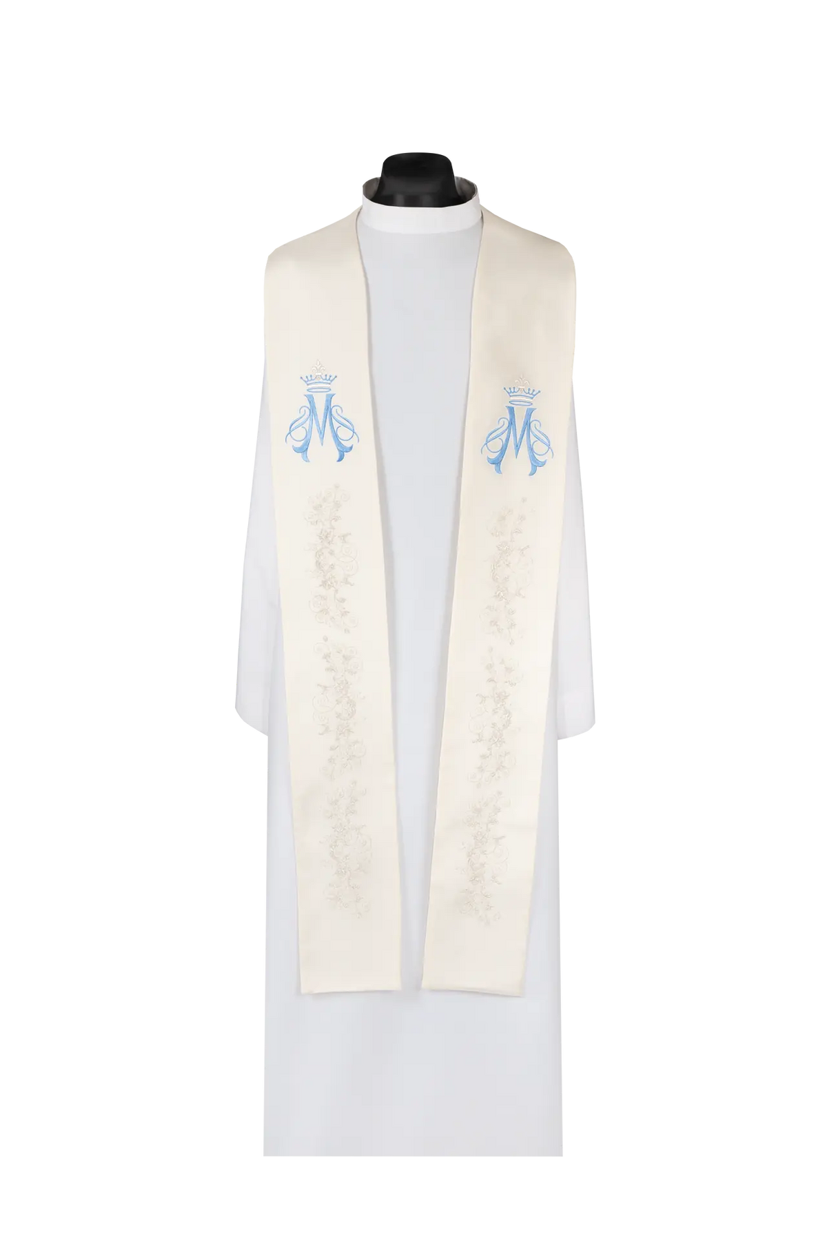 Embroidered Marian stole ecru