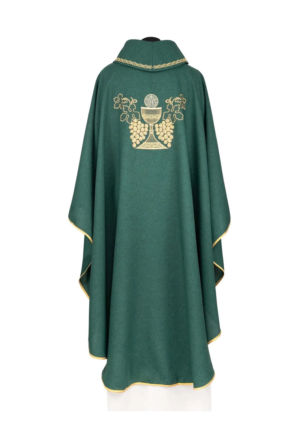 Embroidered chasuble – Green Chalice and Grapes