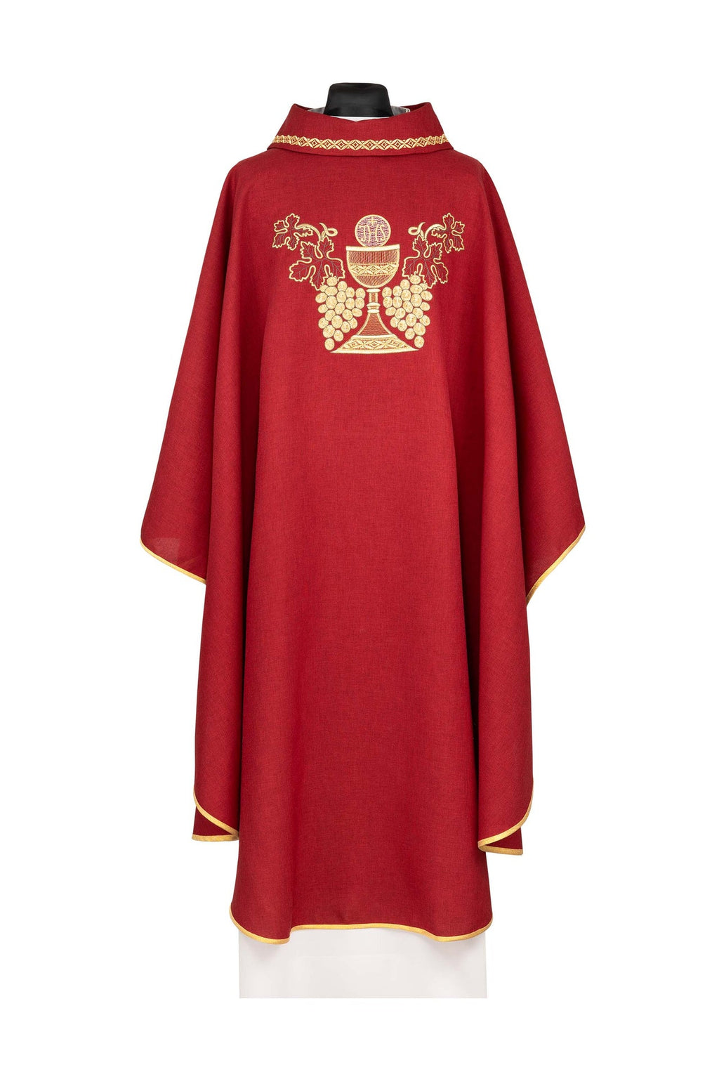 Ornat haftowany czerwony Kielich i Winogrono - ORNATY.PL