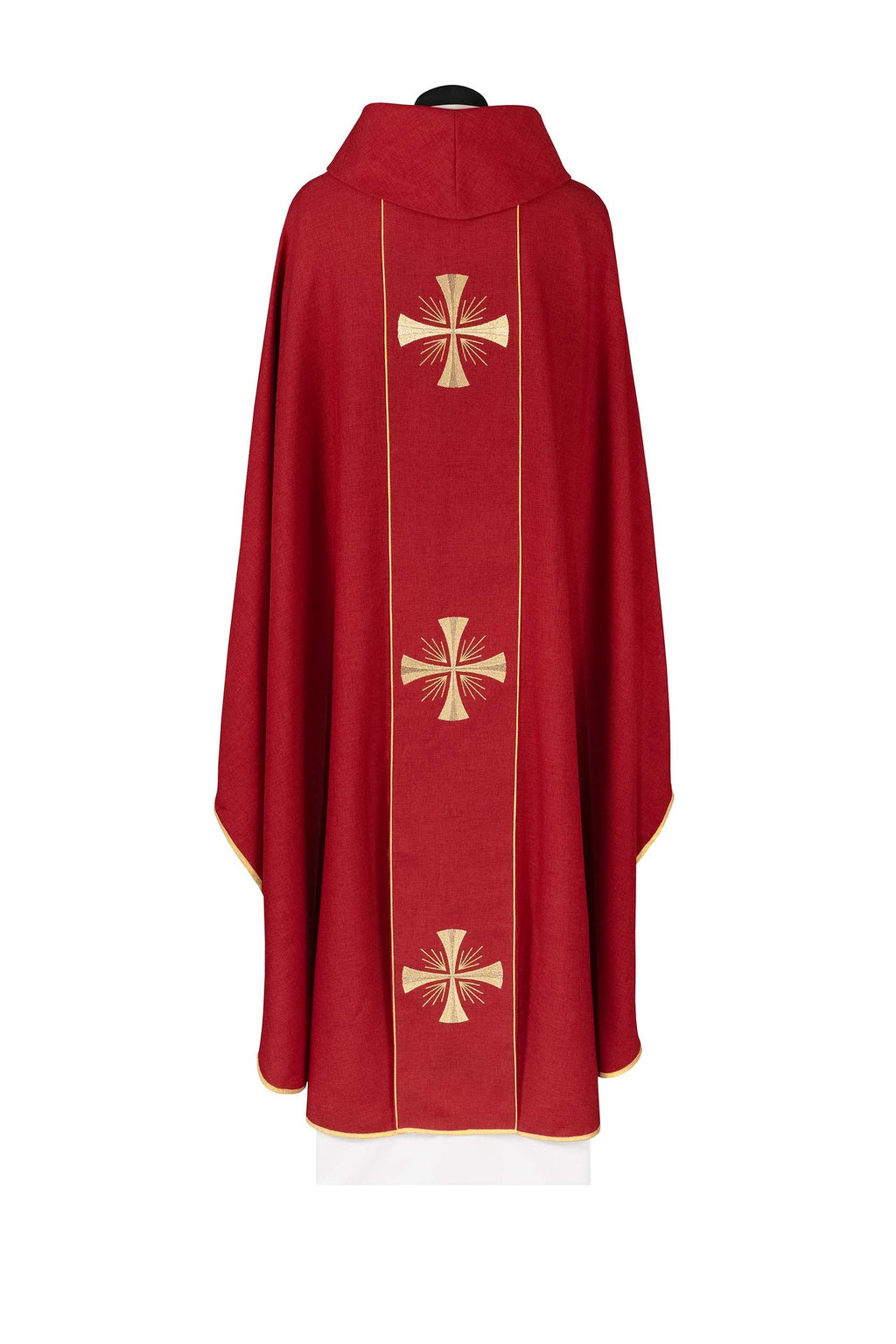 Ornat z czerwonym pasem i haftem krzyży - ORNATY.PL