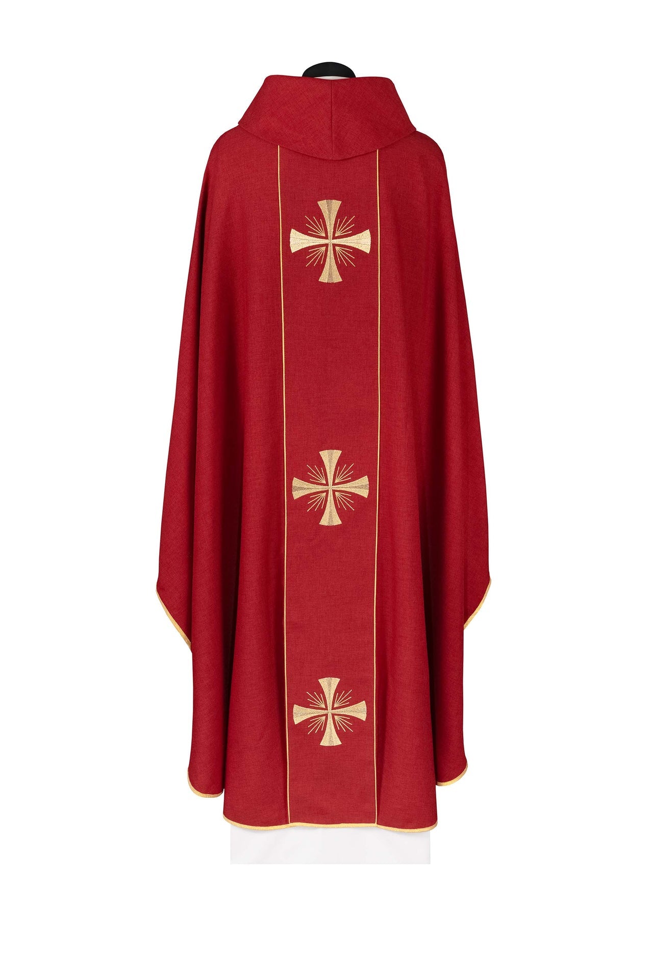 Ornat z czerwonym pasem i haftem krzyży - ORNATY.PL