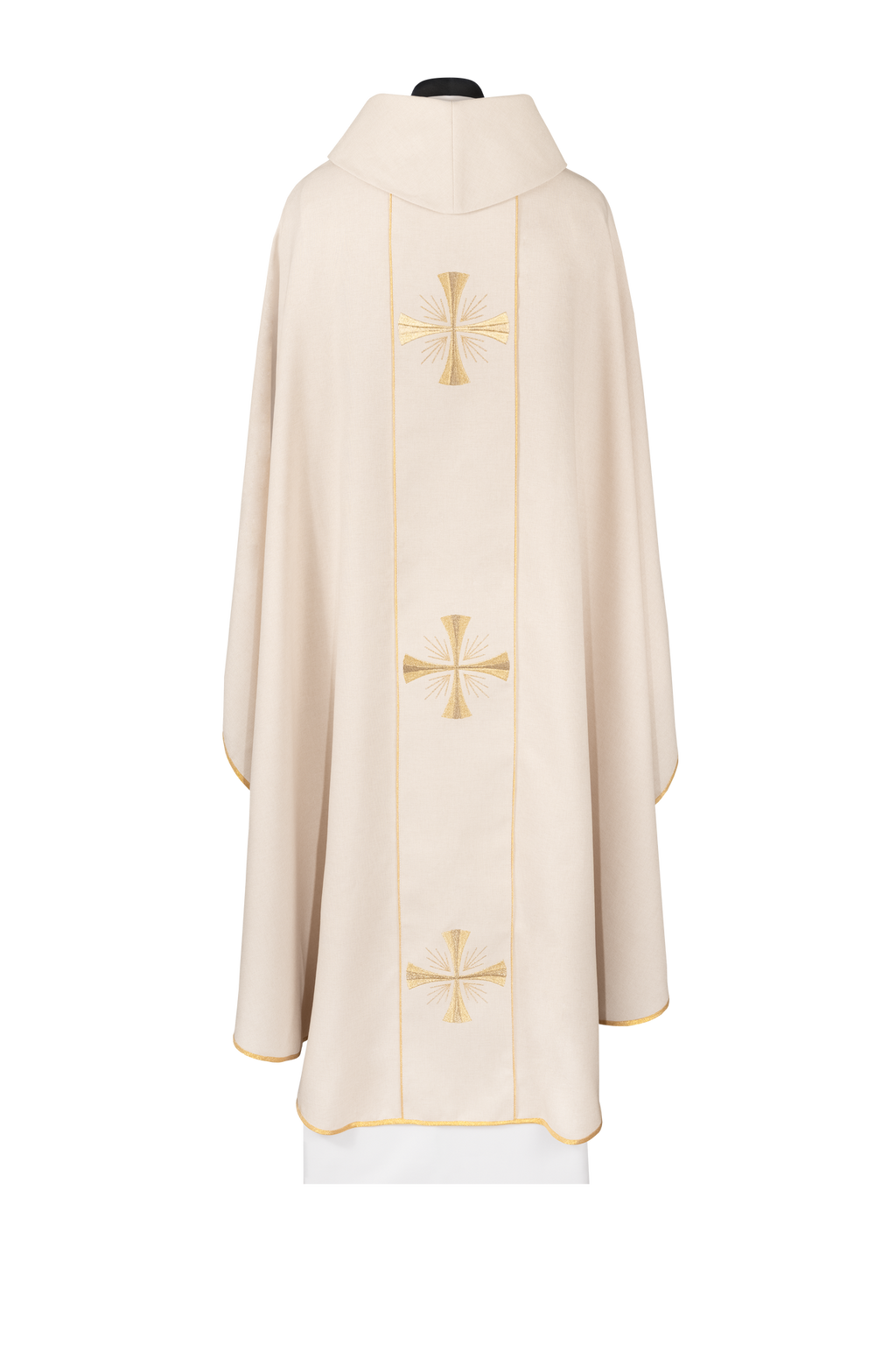 Ornat z ecru pasem i haftem krzyży - ORNATY.PL