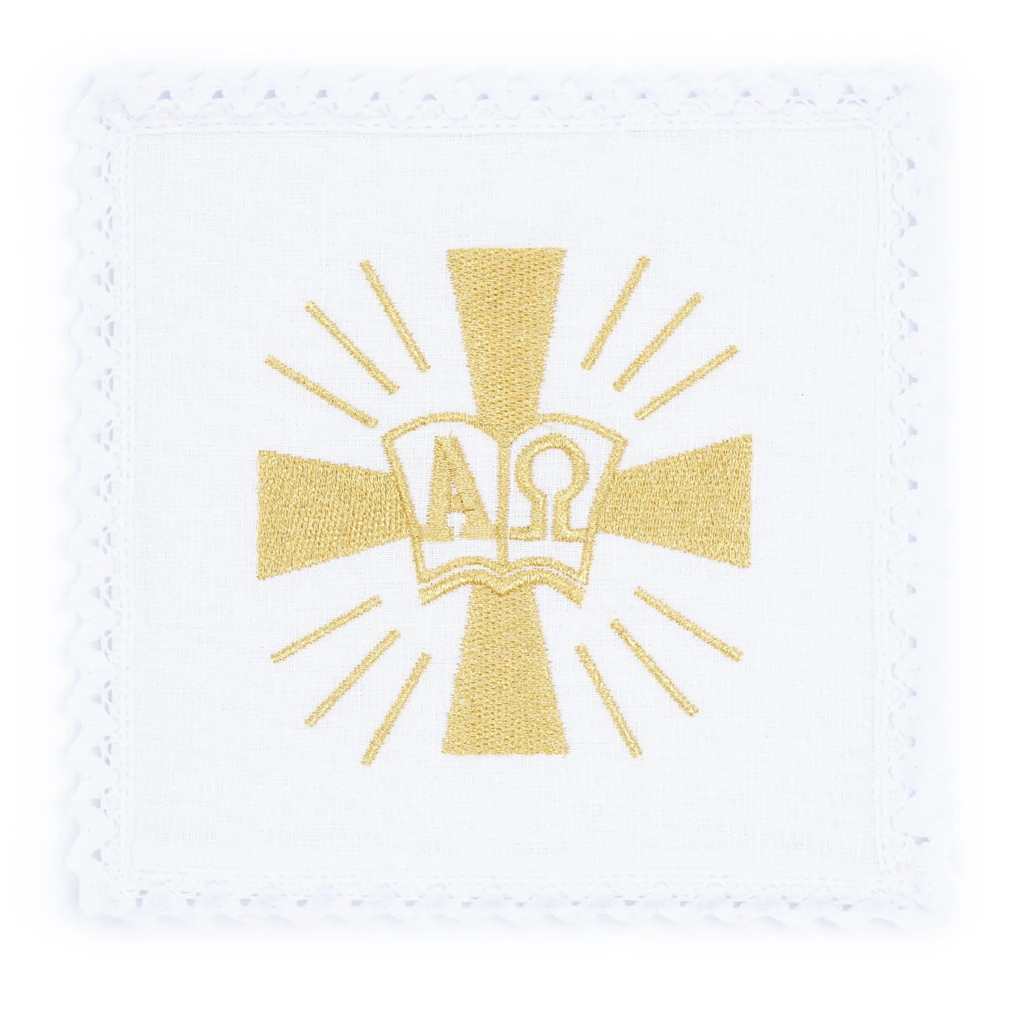 Linen chalice linen with embroidery of the Cross and Alpha Omega