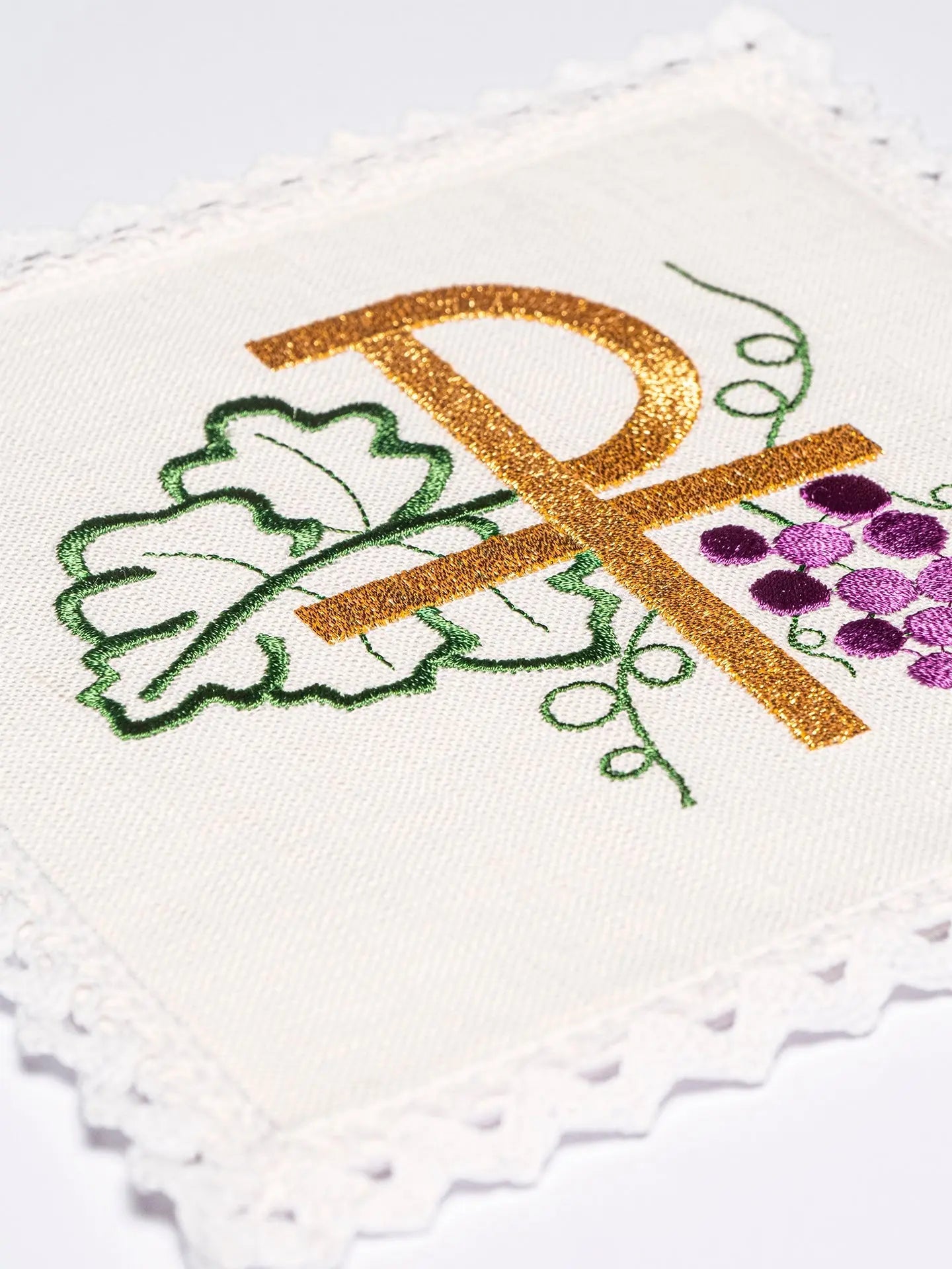 Linen cup linen with embroidered motif PAX