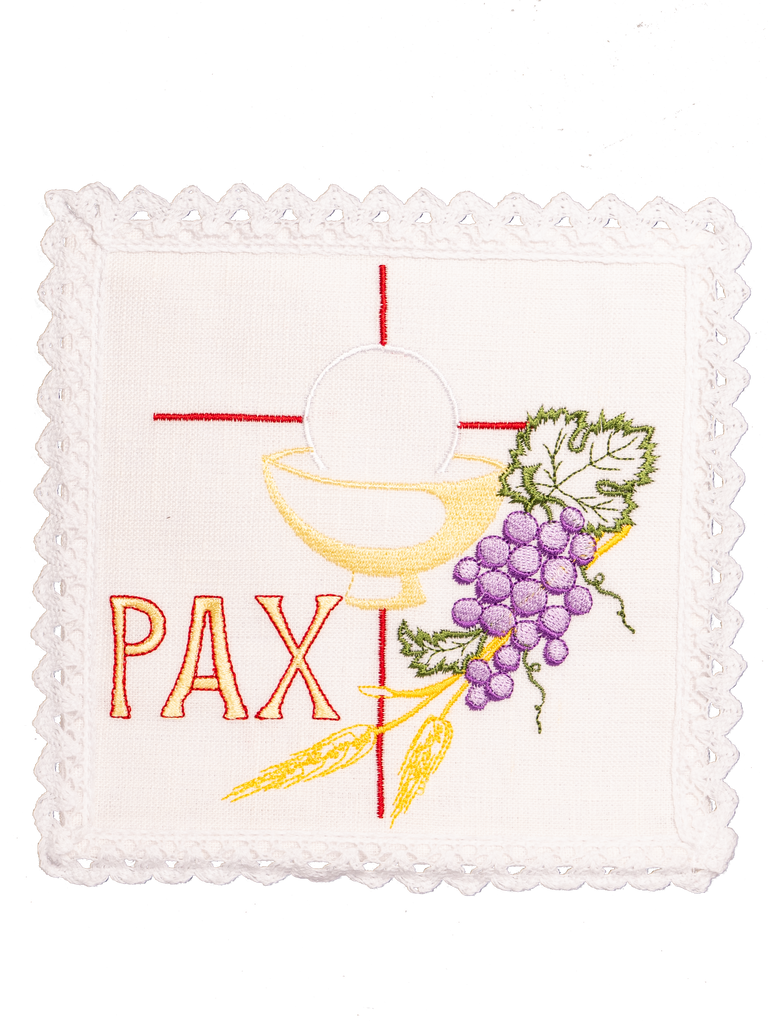 komplet kielichowy lniany z haftem eucharystycznym PAX