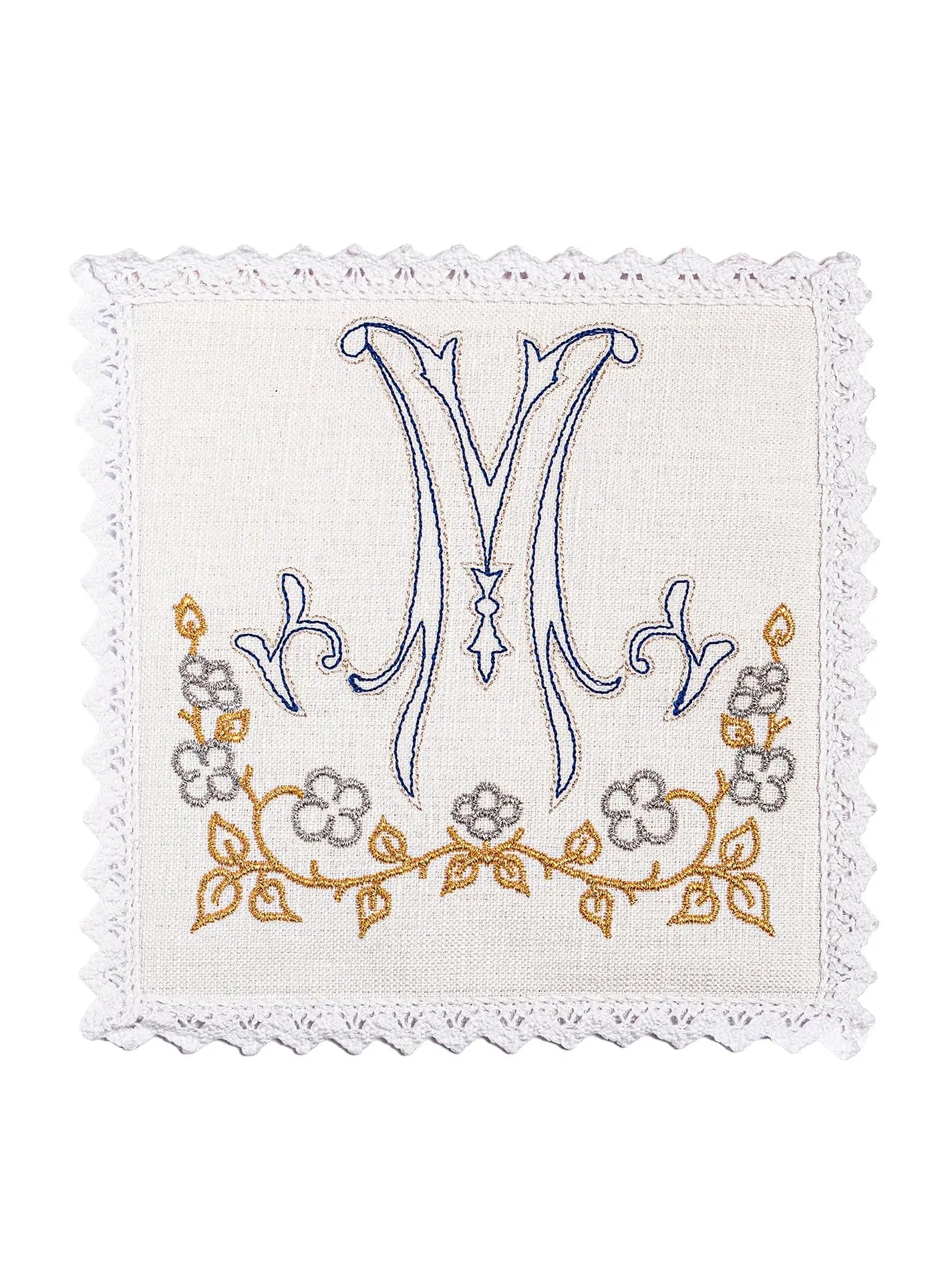 Linen chalice linen with Marian embroidery