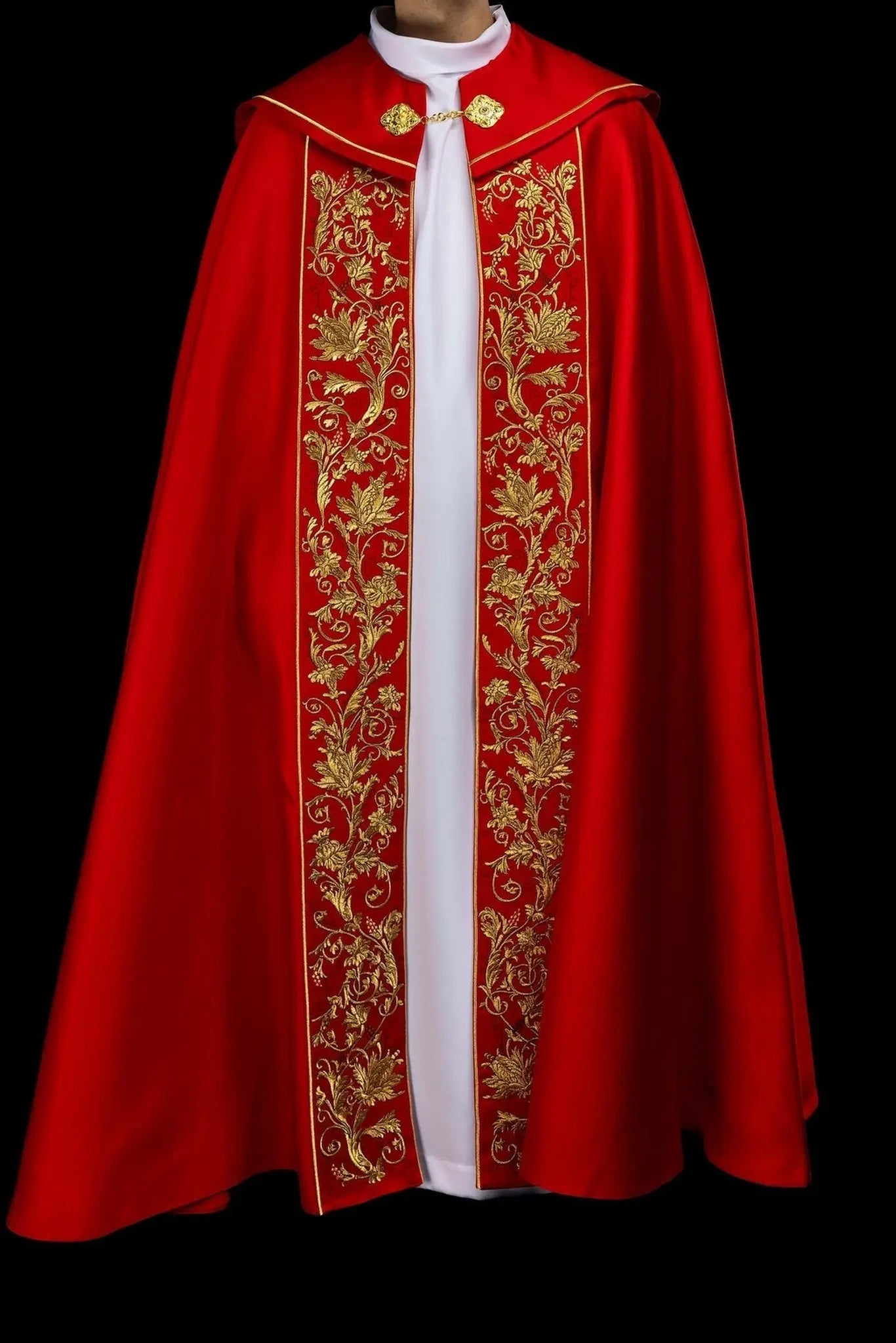 Red Liturgical Cope with Eucharistic Embroidery