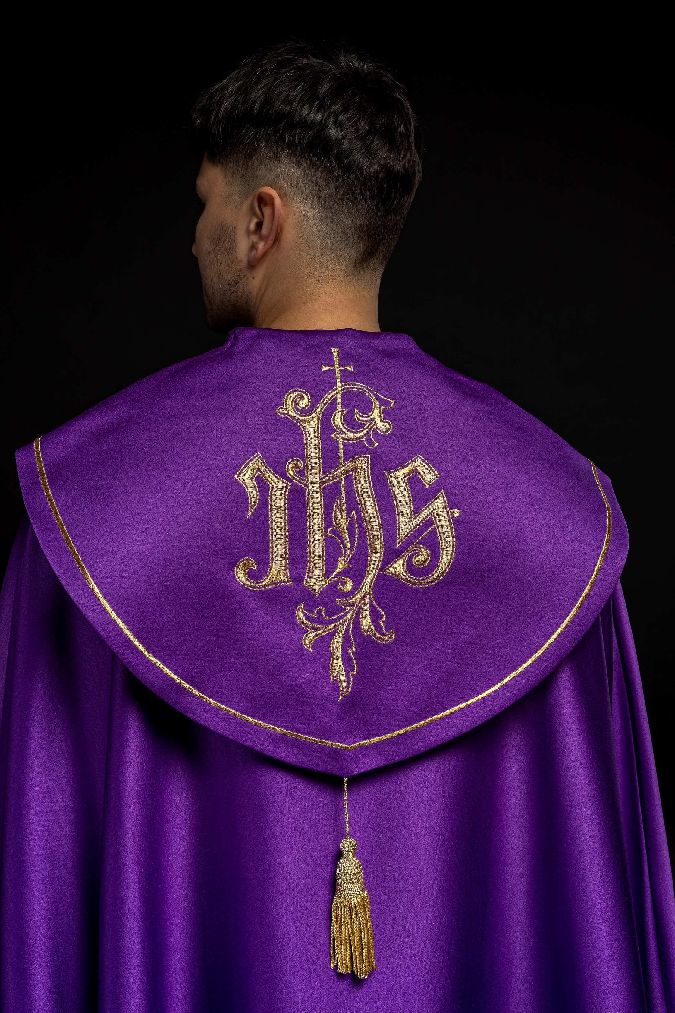 Kapa eucharystyczna monogram IHS Fioletowa - ORNATY.PL