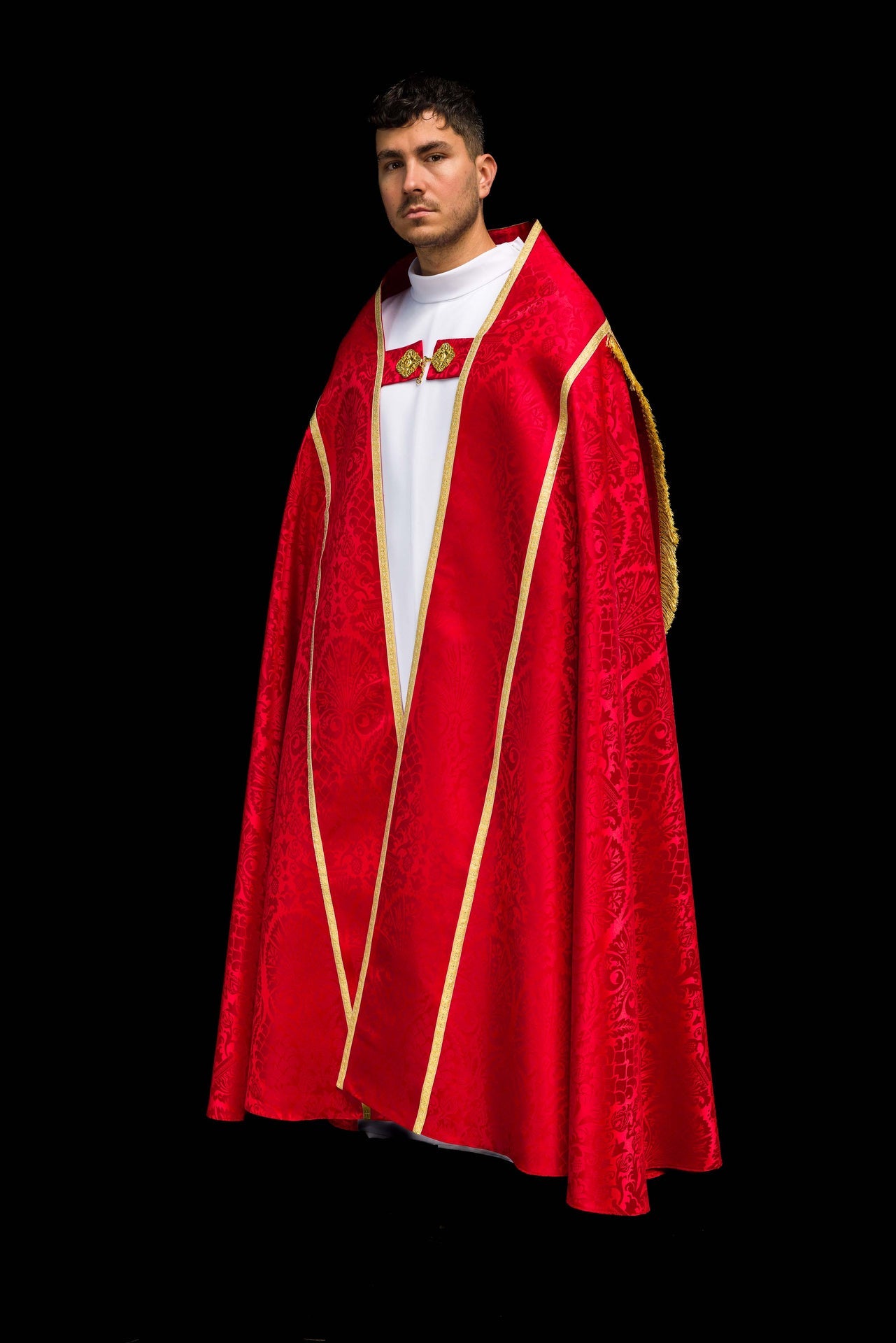 Żakardowa kapa rzymska gładka Czerwona