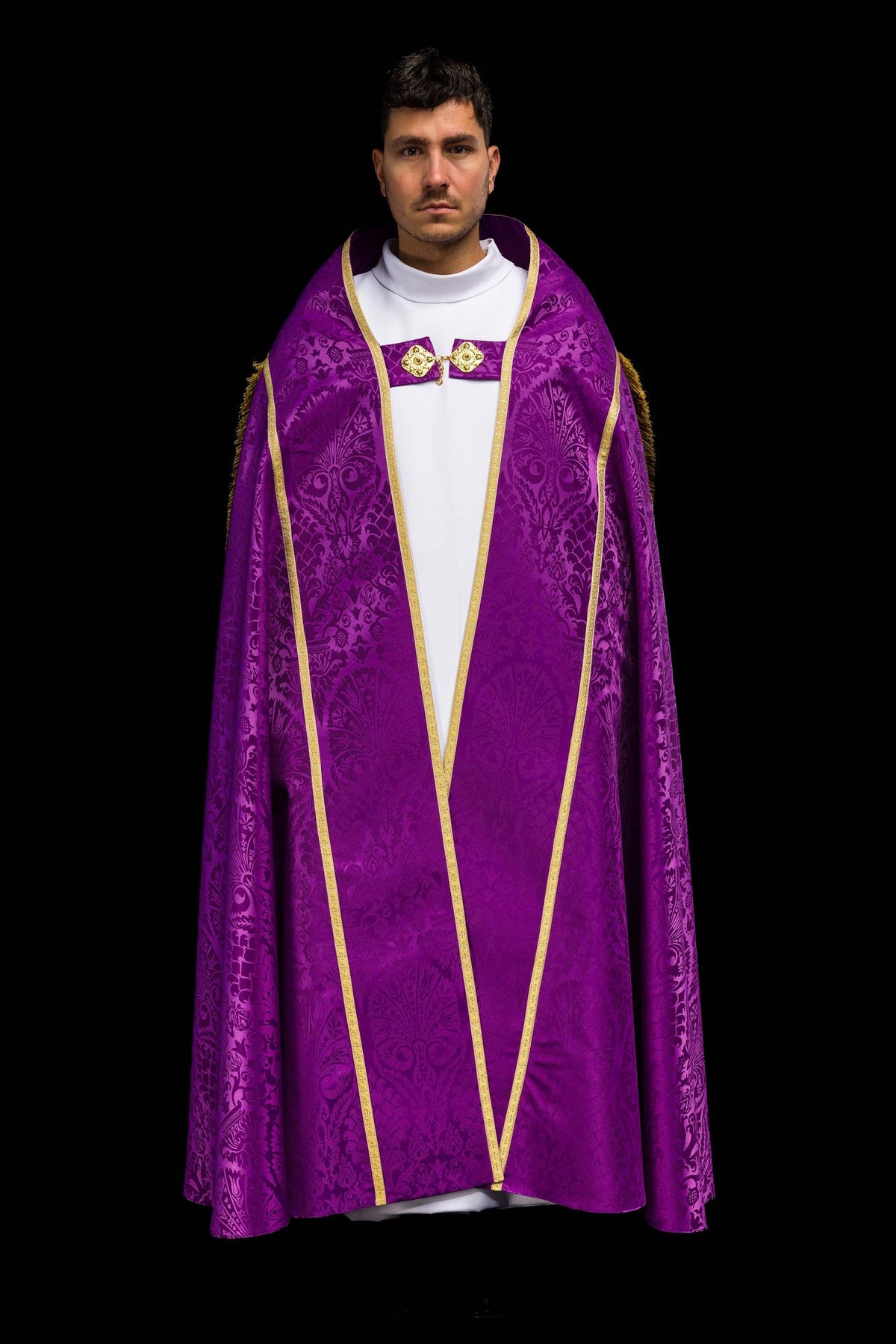 Plain Jacquard Roman Cope Purple