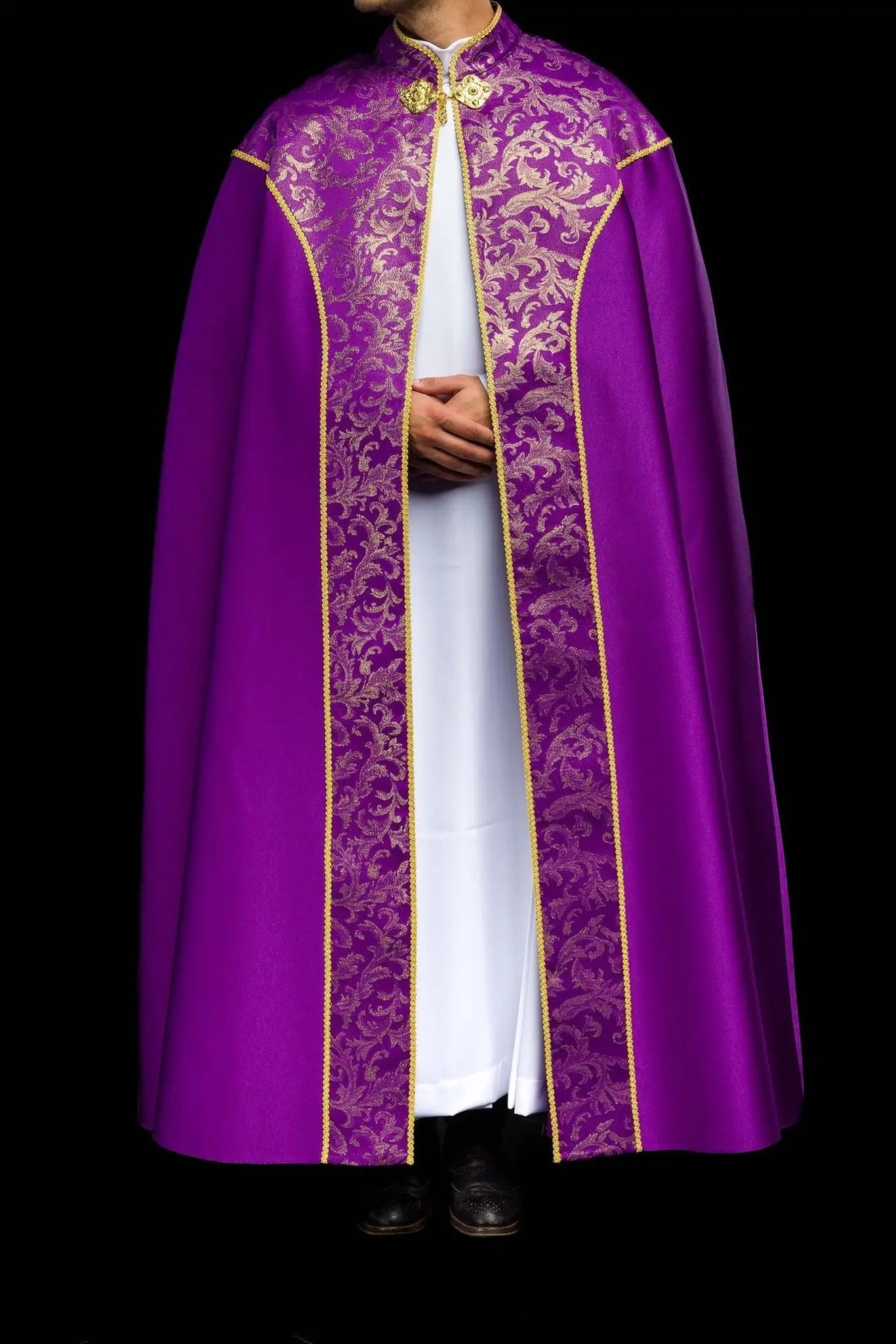 Purple Liturgical Cope with Gold Jacquard Ornament
