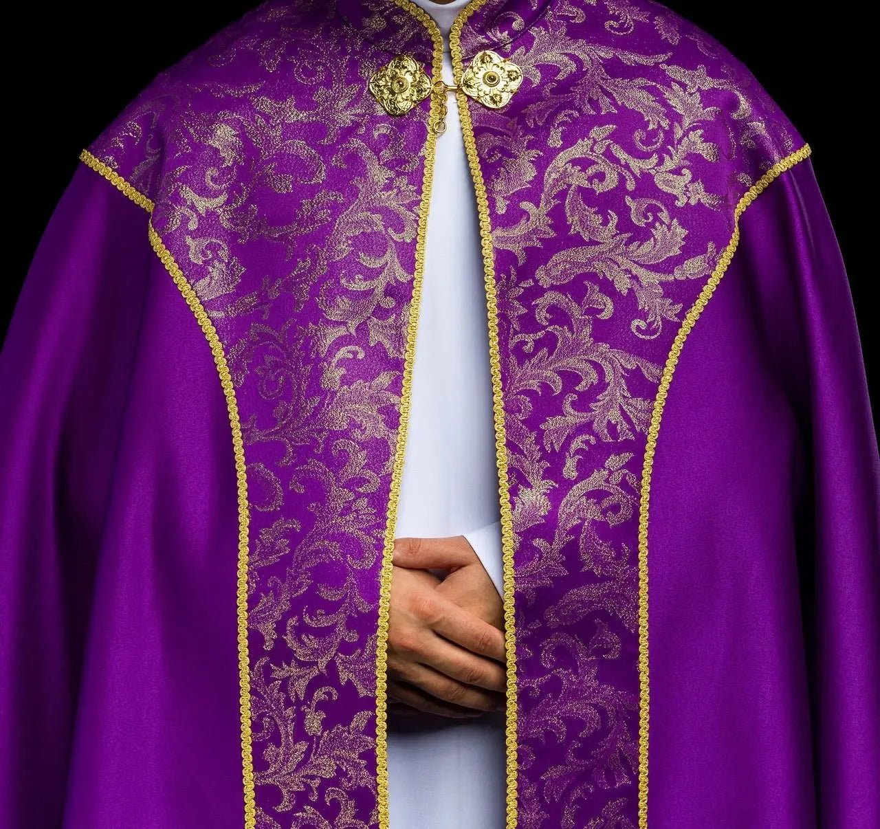 Purple Liturgical Cope with Gold Jacquard Ornament