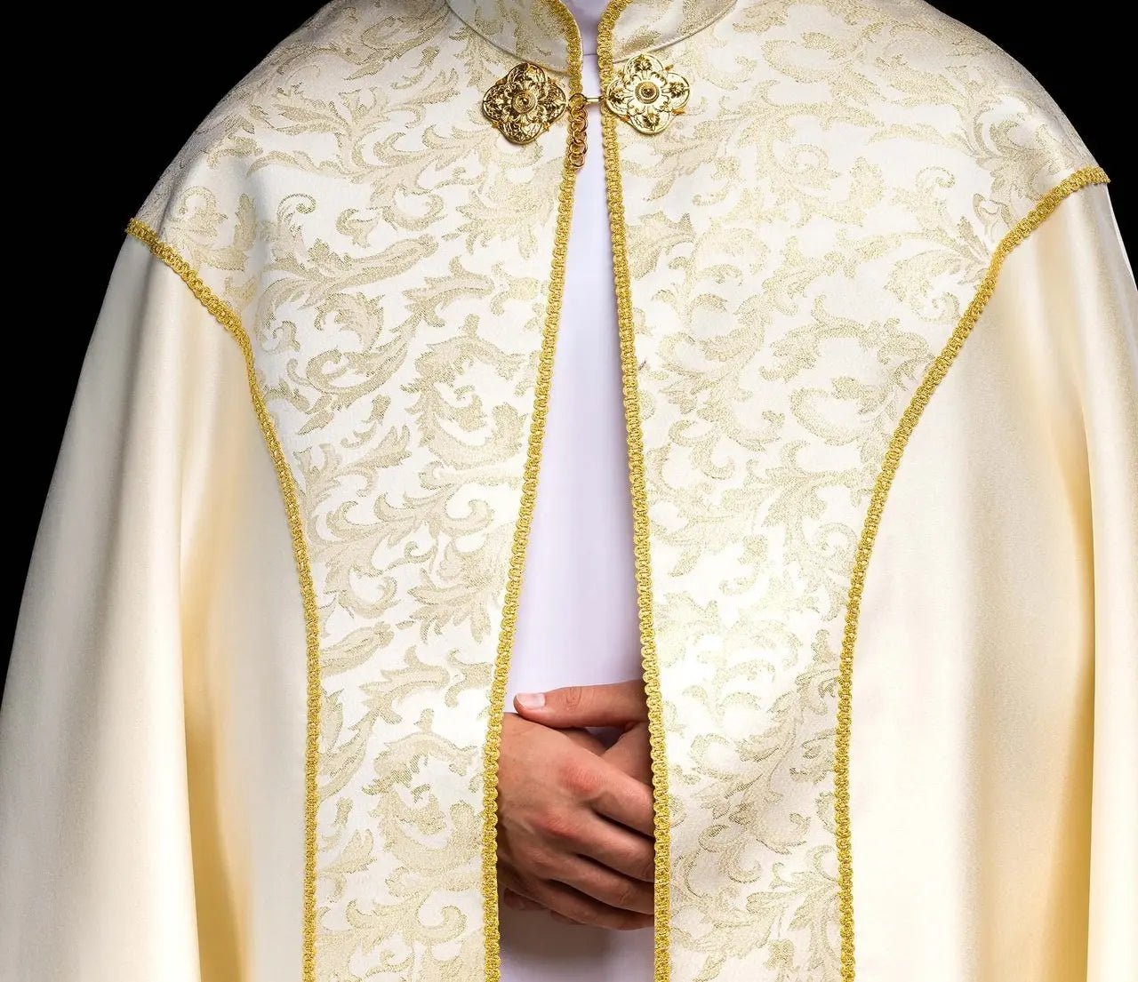 Ecru Liturgical Cope with Gold Jacquard Ornament
