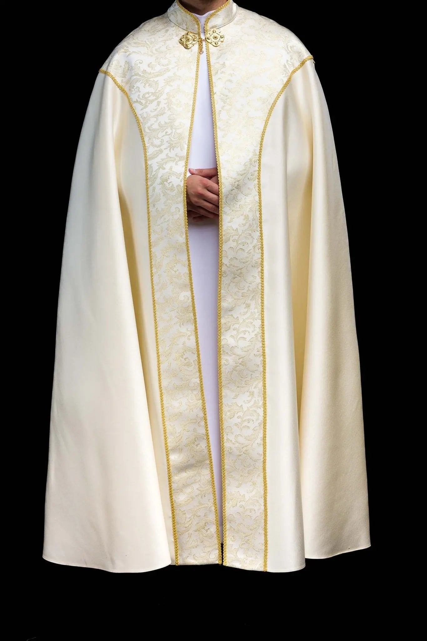 Ecru Liturgical Cope with Gold Jacquard Ornament