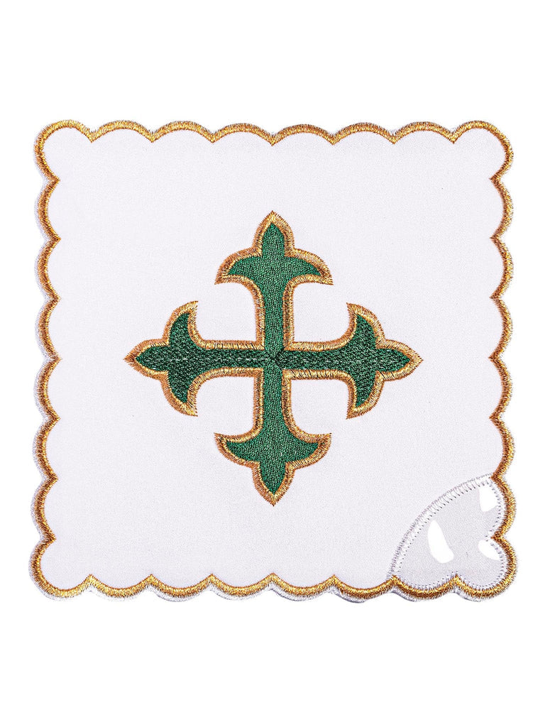 Chalice linen embroidered cross Green