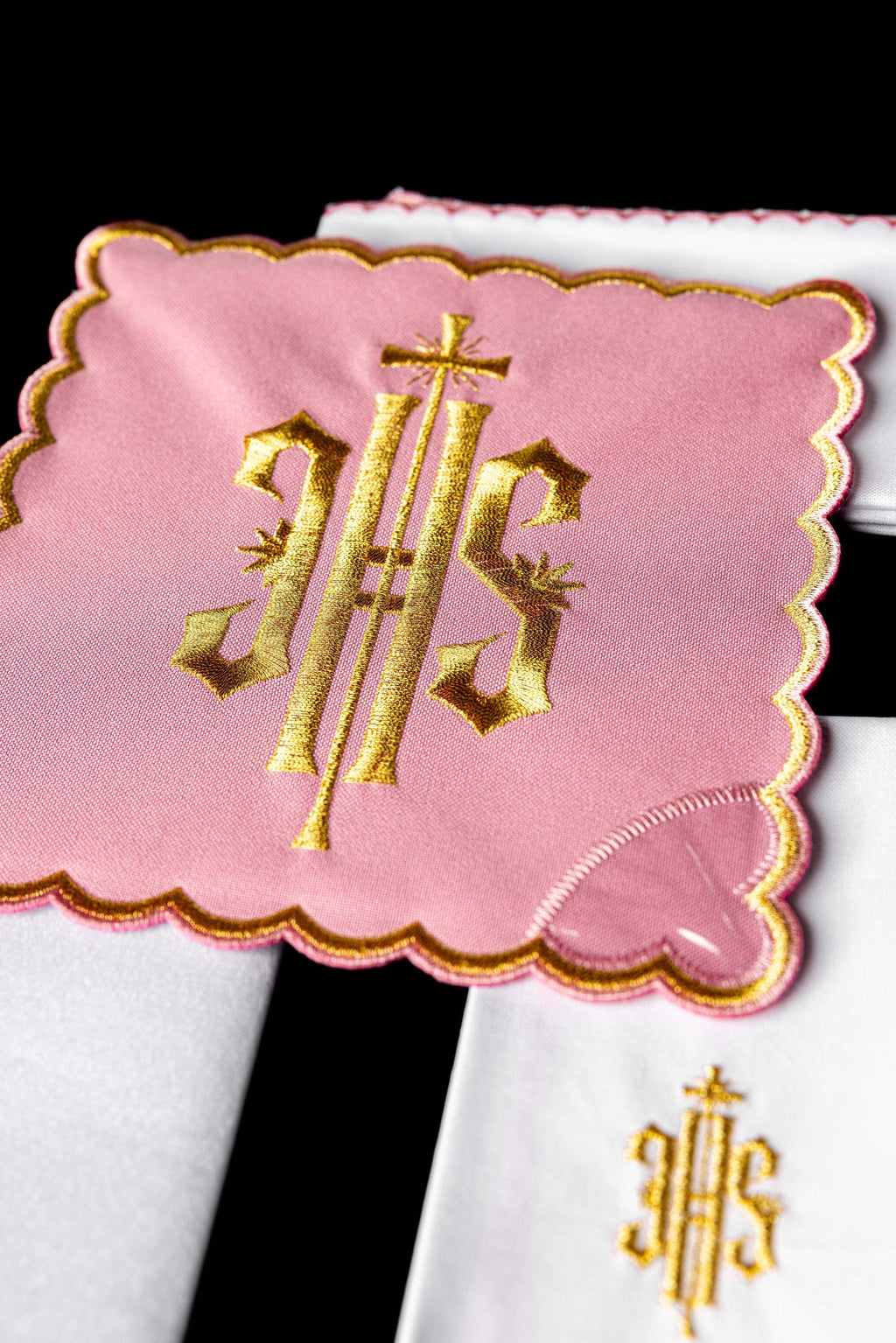 Chalice Linen Embroidered IHS Pink