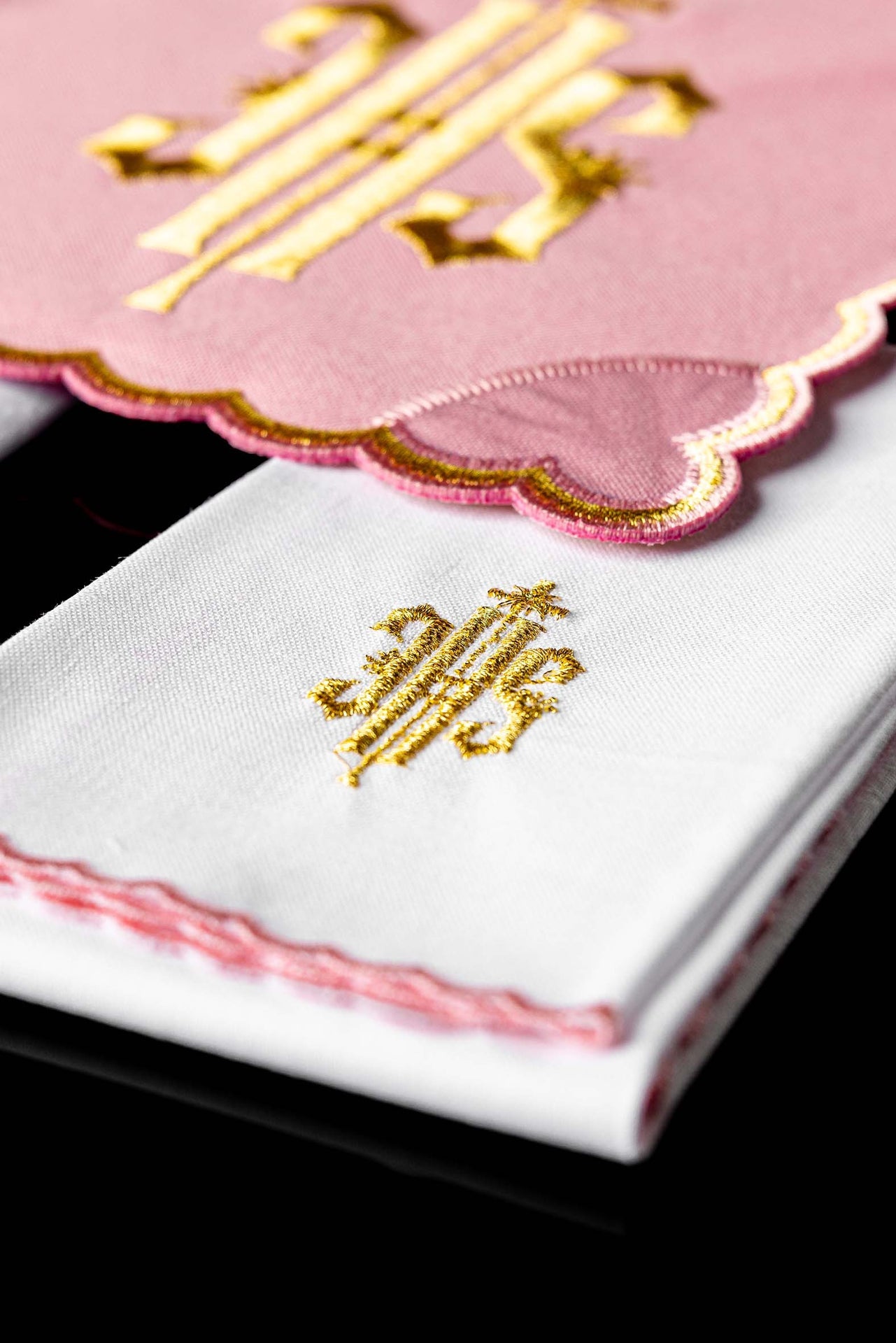 Chalice Linen Embroidered IHS Pink