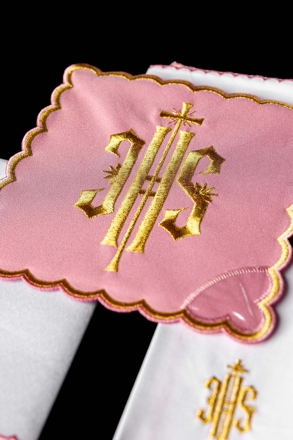 Chalice Linen Embroidered IHS Pink
