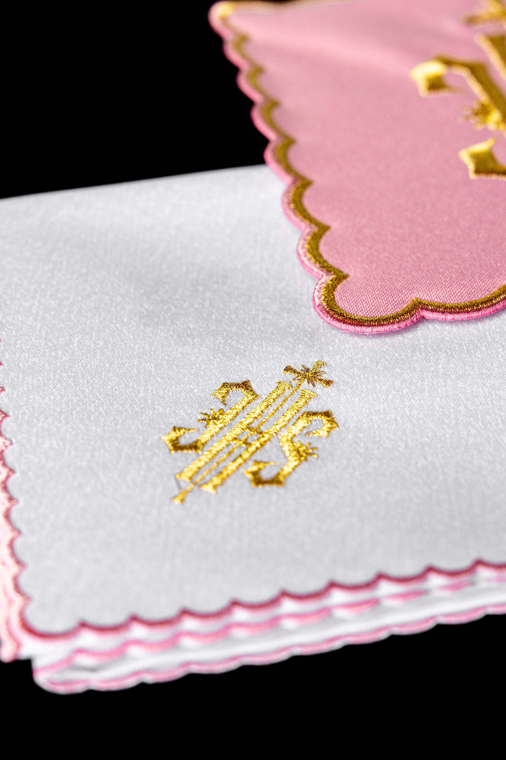 Chalice Linen Embroidered IHS Pink
