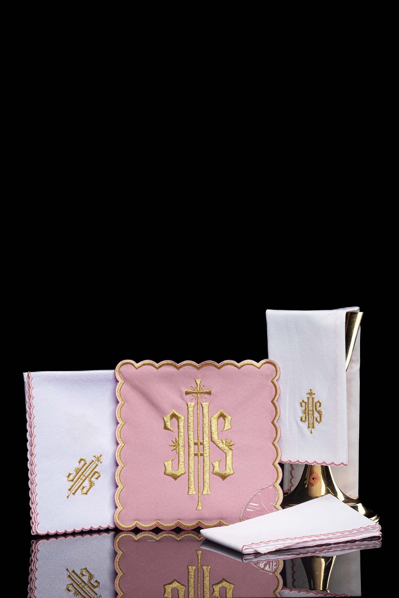 Chalice Linen Embroidered IHS Pink