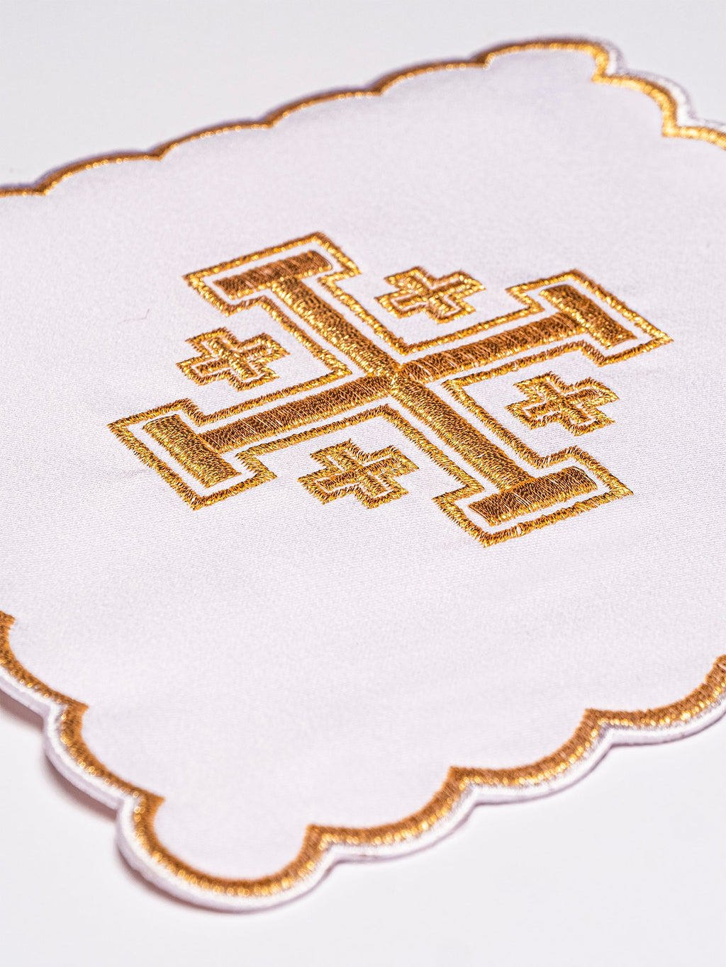 Set of Chalice Palls with Embroidered Jerusalem Cross in Four Liturgical Colors