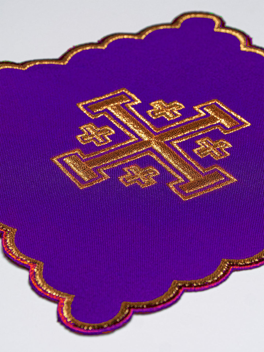 Set of Chalice Palls with Embroidered Jerusalem Cross in Four Liturgical Colors