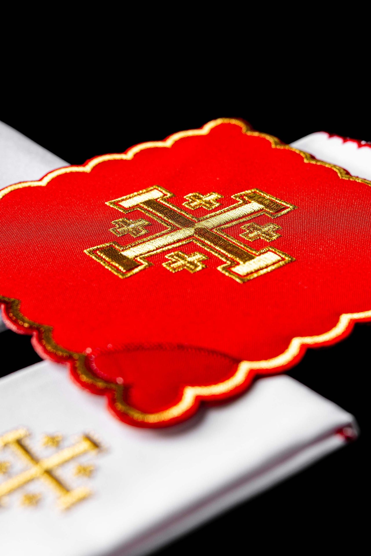 Chalice Set Embroidered Jerusalem Cross Red