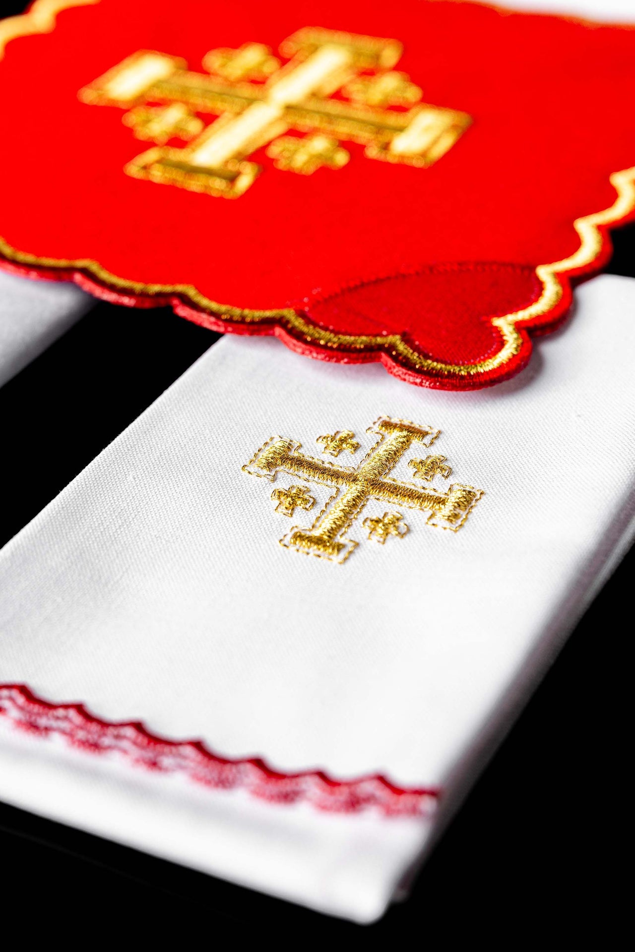 Chalice Set Embroidered Jerusalem Cross Red
