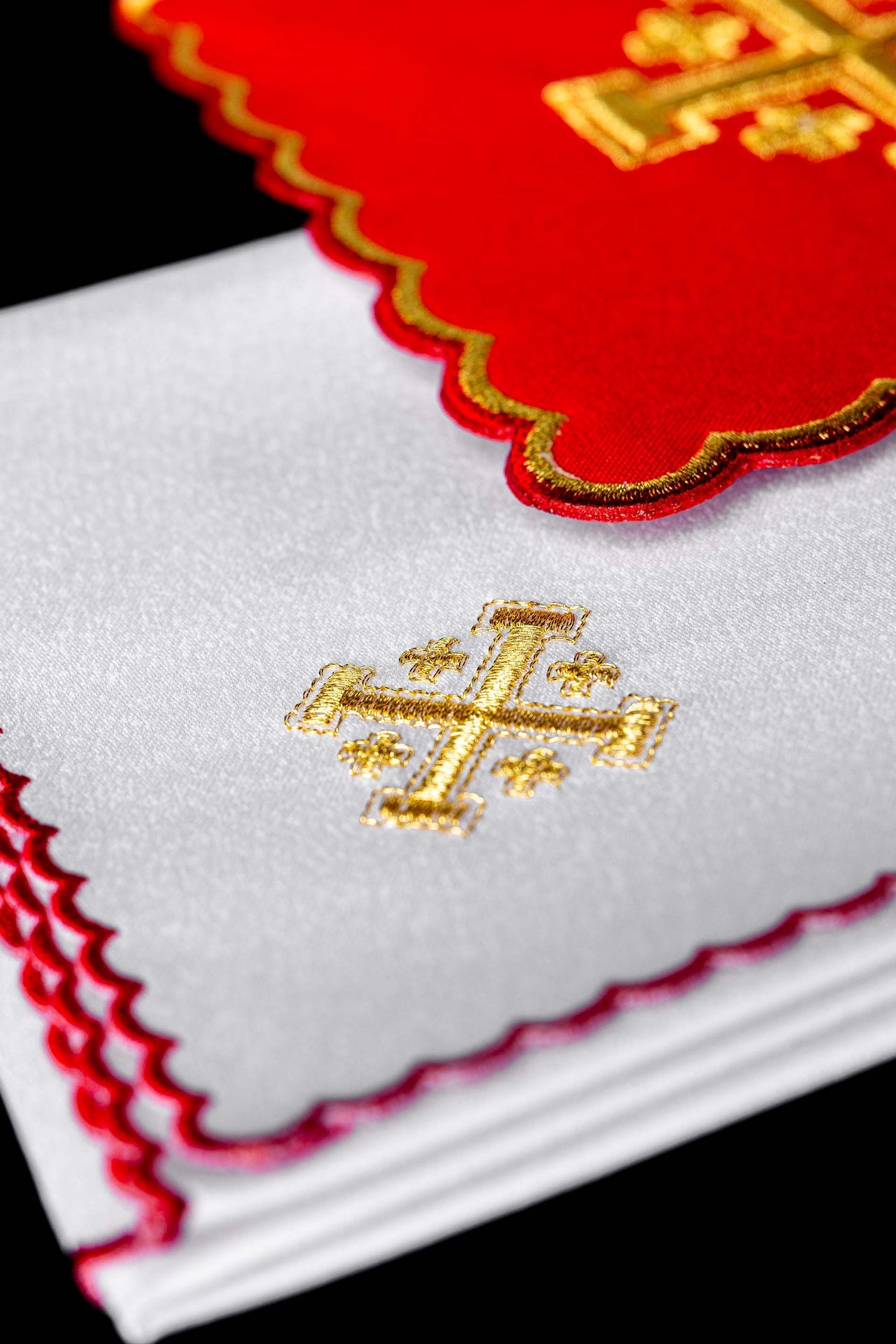 Chalice Set Embroidered Jerusalem Cross Red