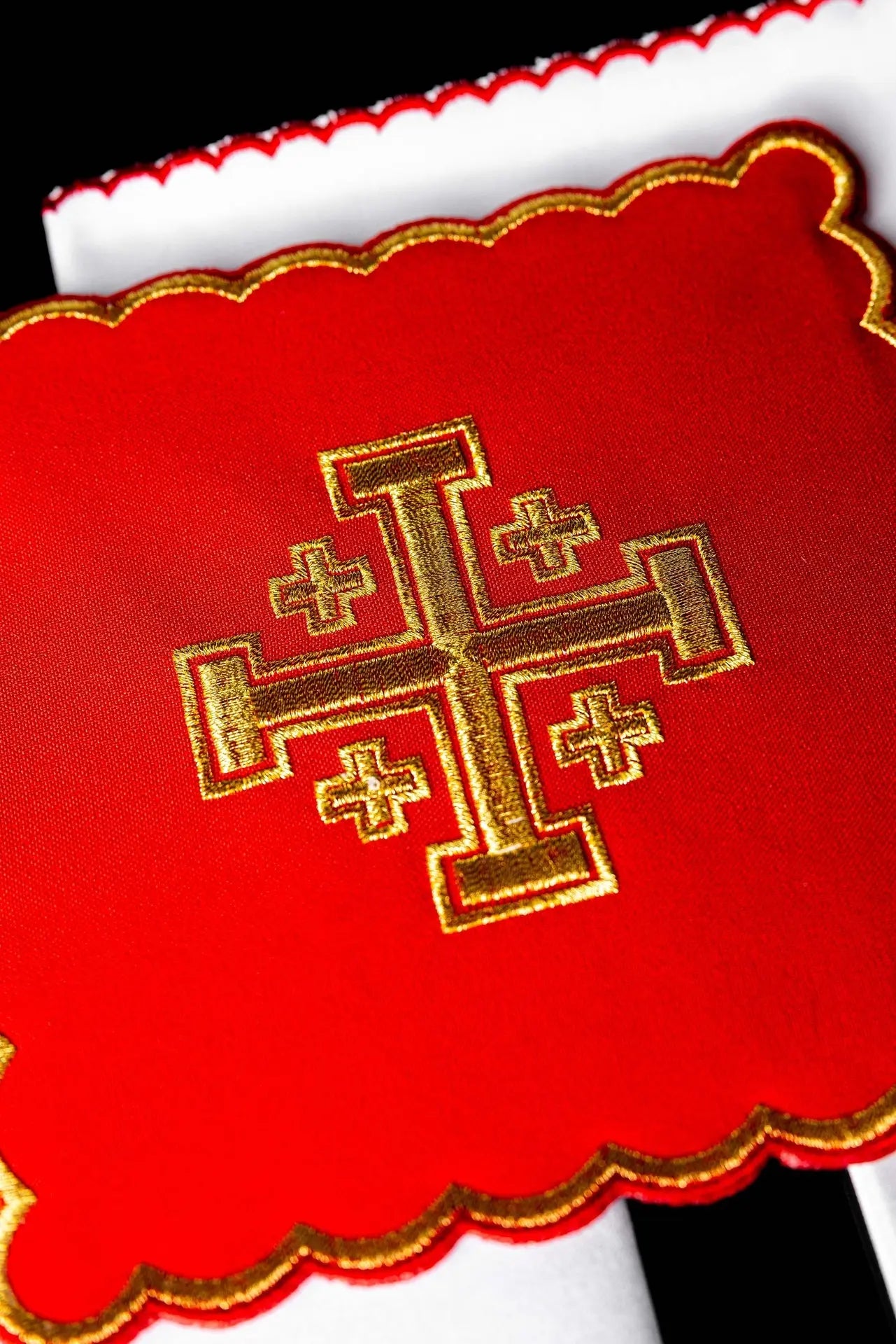 Chalice Set Embroidered Jerusalem Cross Red