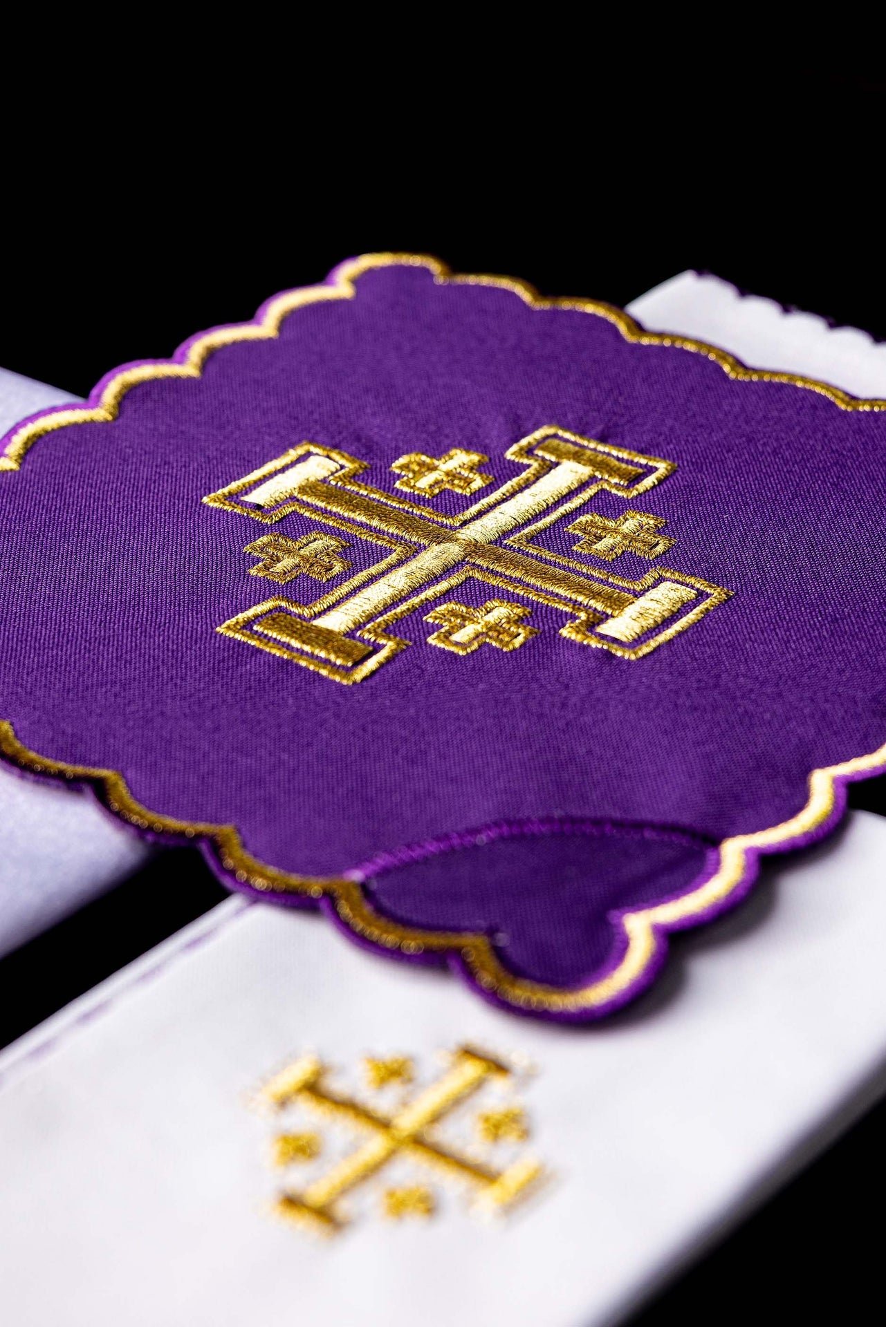 Chalice Set Embroidered Jerusalem Cross Purple
