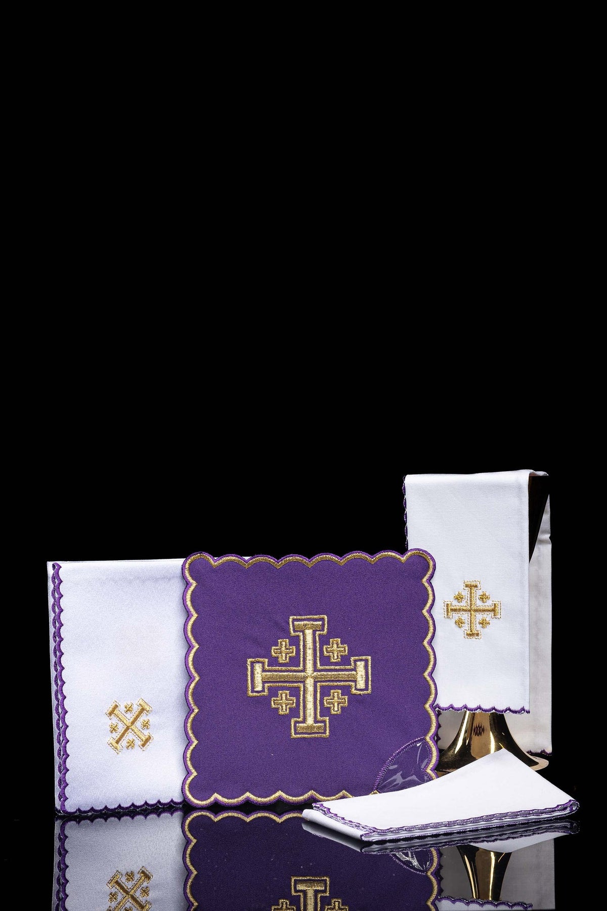 Chalice Set Embroidered Jerusalem Cross Purple