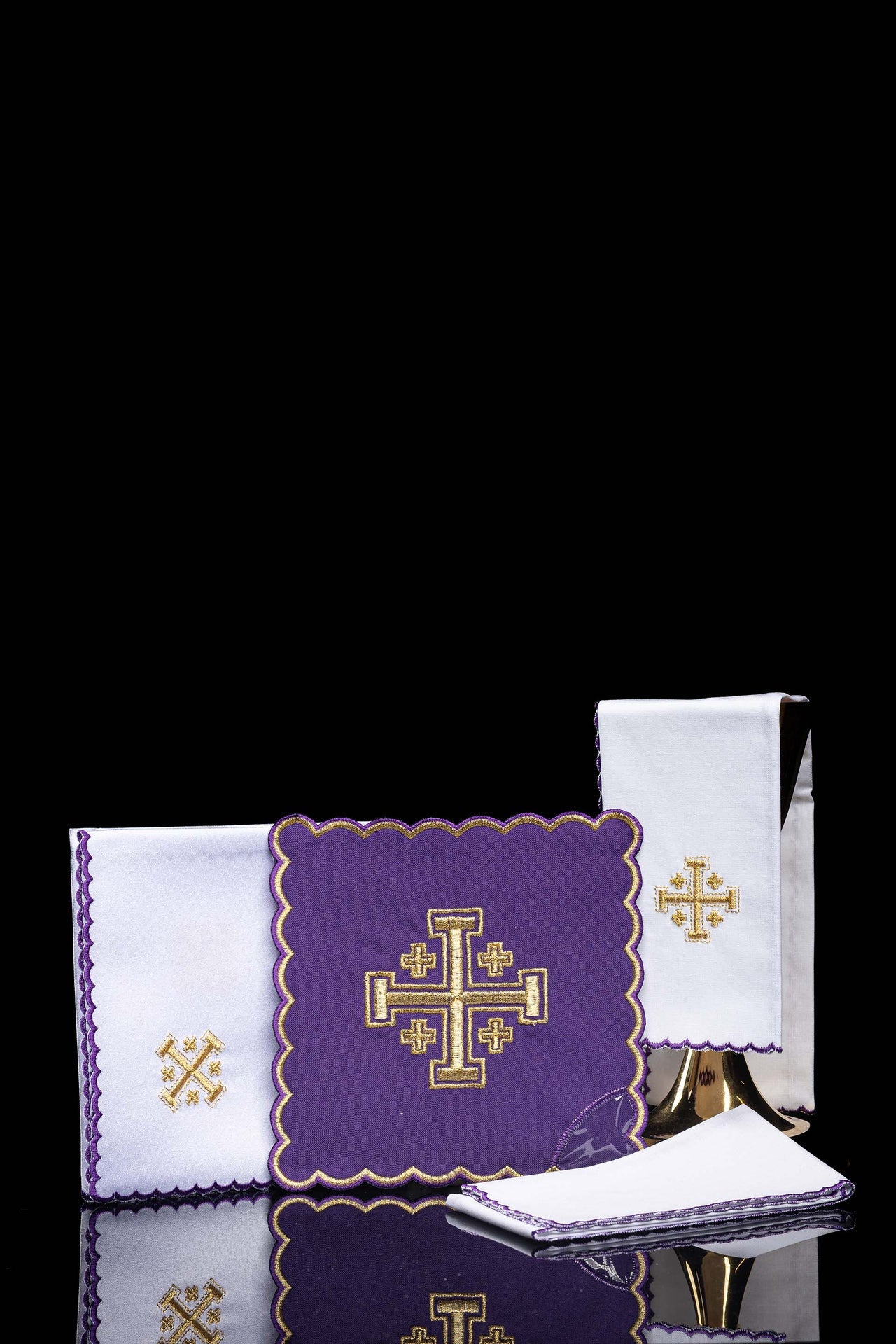Chalice Set Embroidered Jerusalem Cross Purple