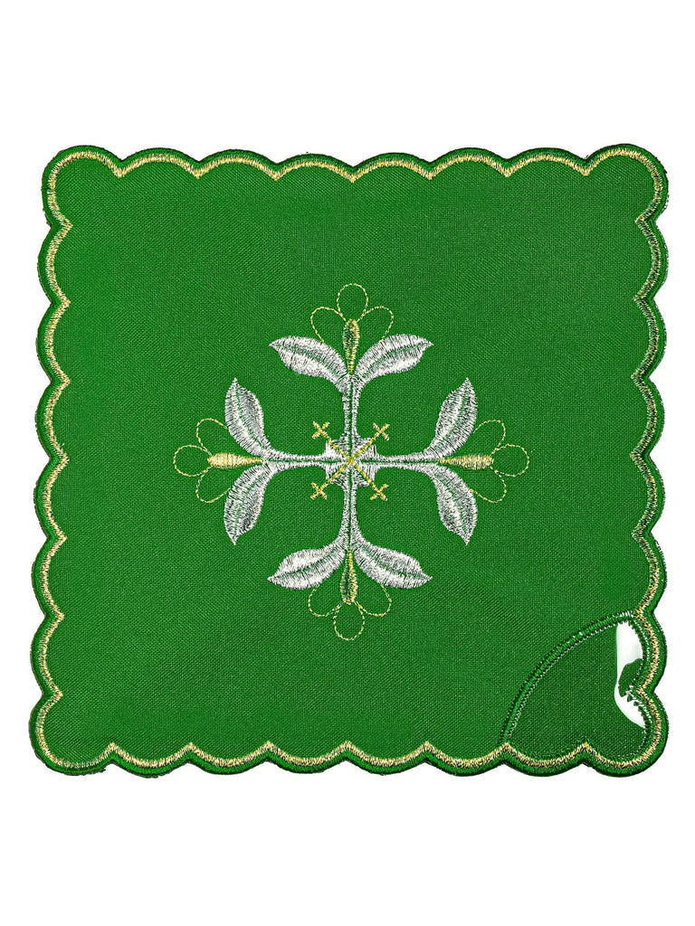 Chalice Set Embroidered Cross Green