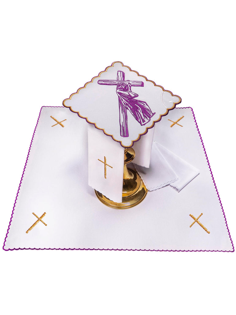 Chalice linen embroidered Stations of the Cross