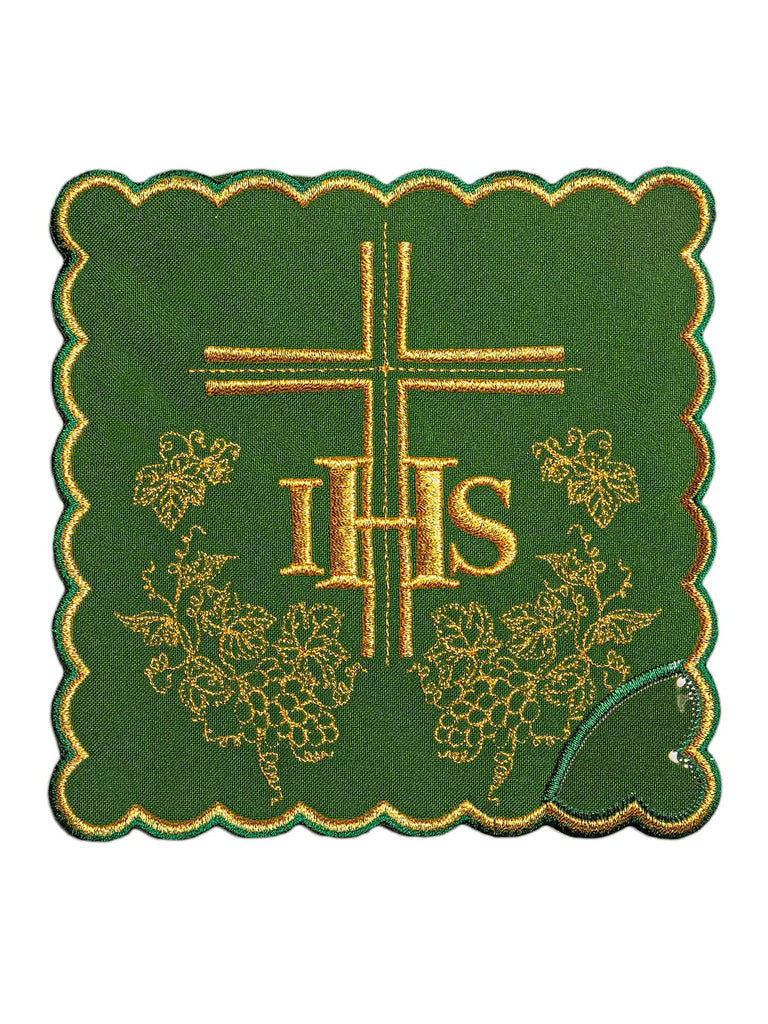 Embroidered chalice linen Green IHS