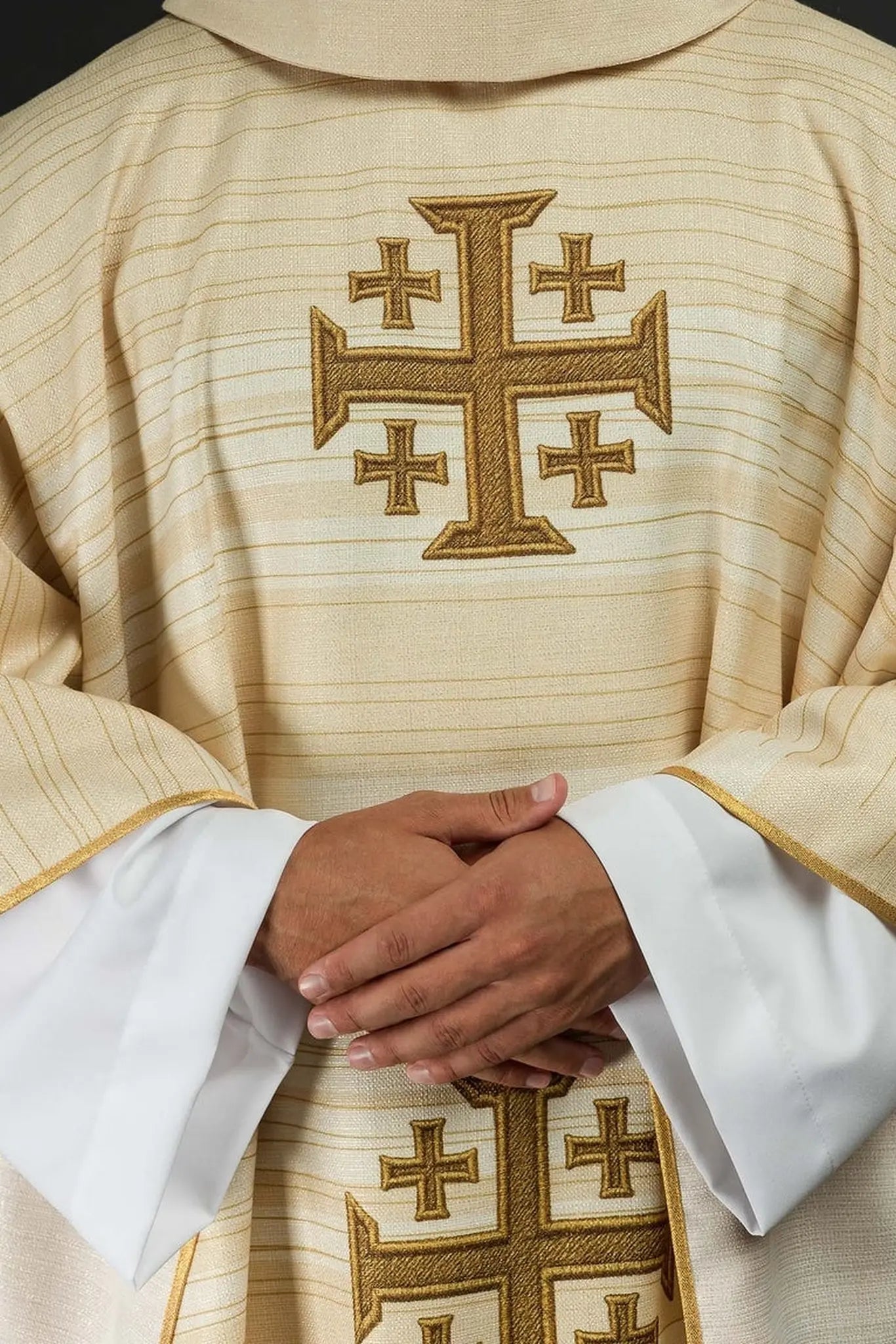 Printed Chasuble with Jerusalem Cross Ecru